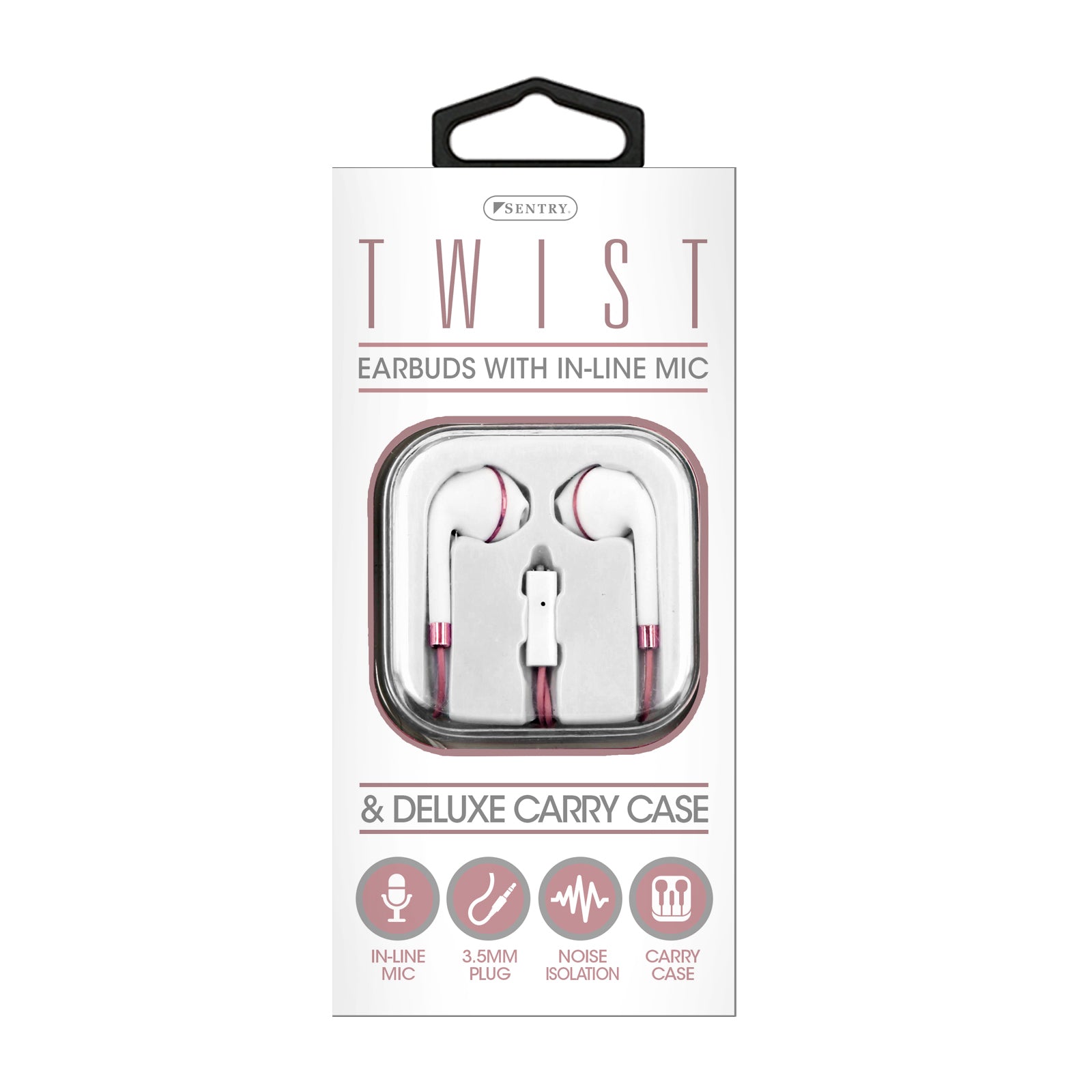 Stereo Earbuds With In-Line Microphone In Pink