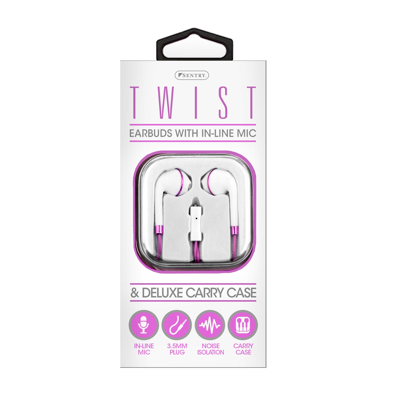 Earbuds With In-Line Microphone Stereo Purple Color