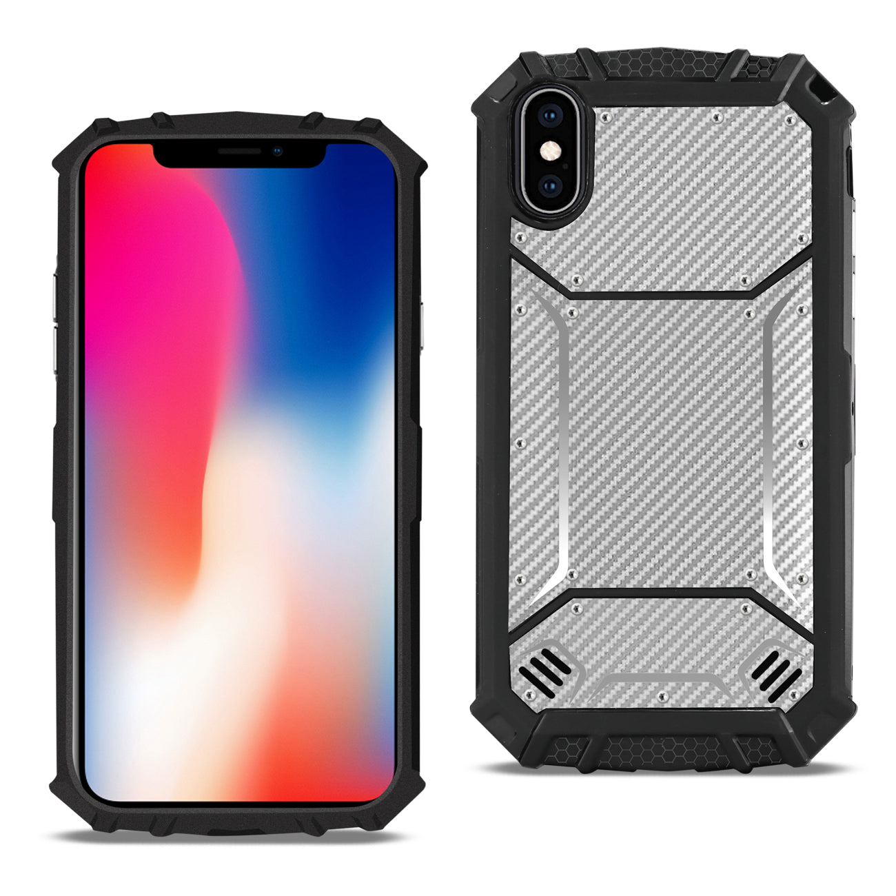 Case Hard-Shell Carbon Fiber Apple iPhone X Gray Color