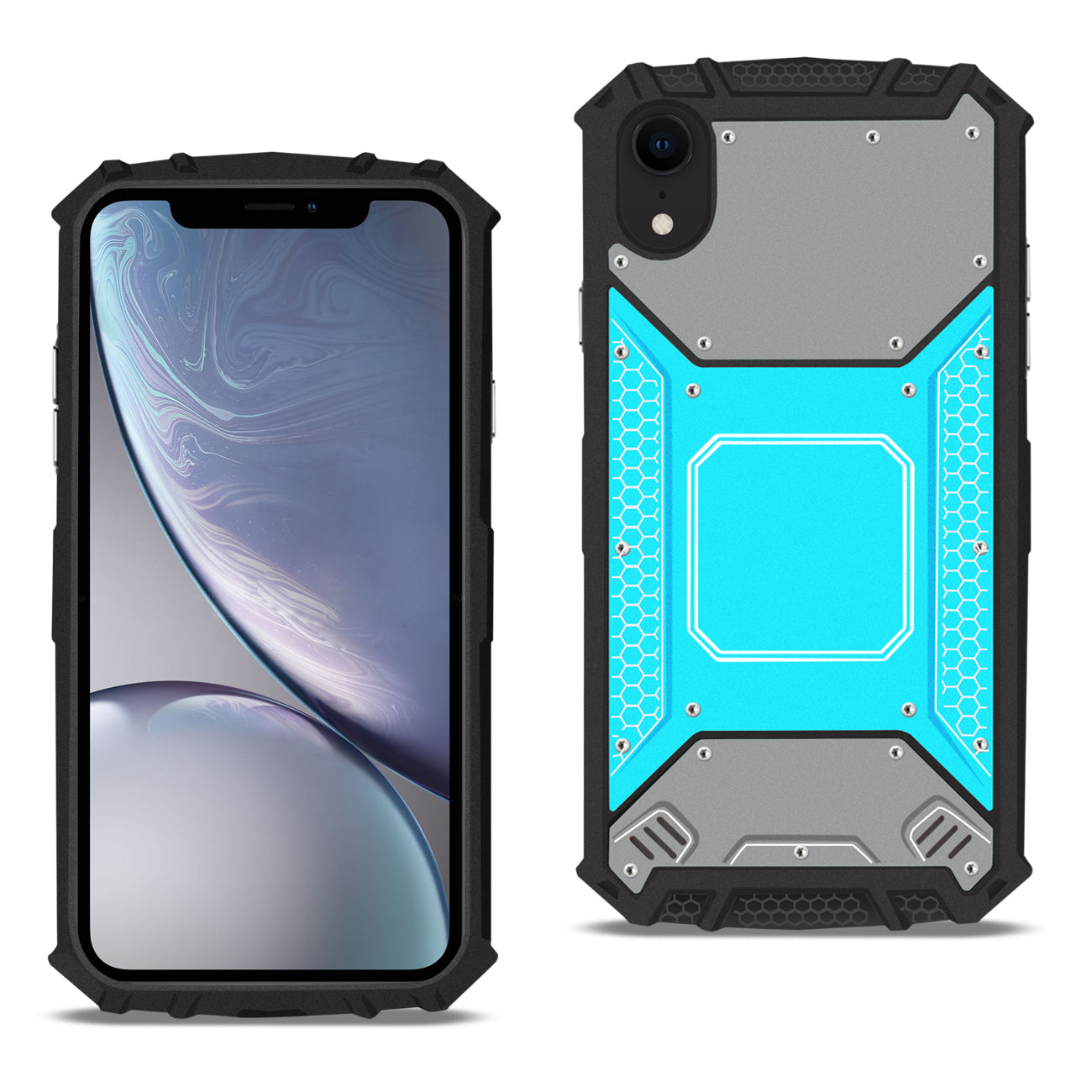 Case Front Cover Metallic Apple iPhone XR Blue Gray Color