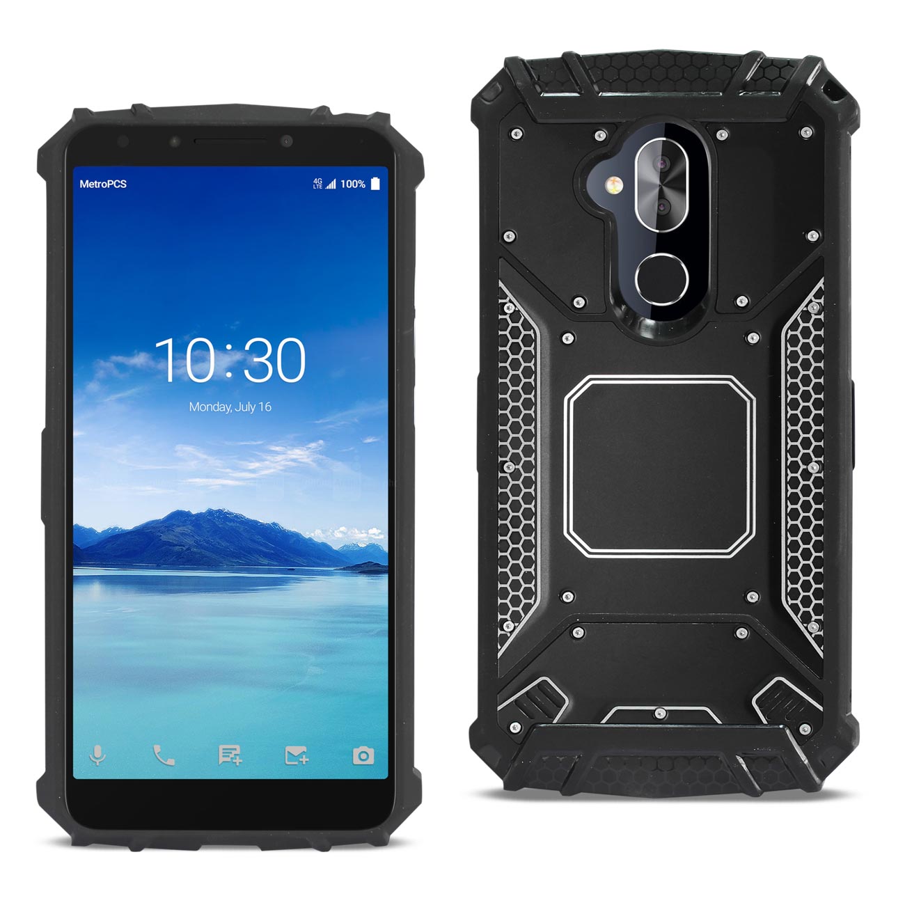 Cover Case Front Metallic Alcatel 7 Folio Black Color