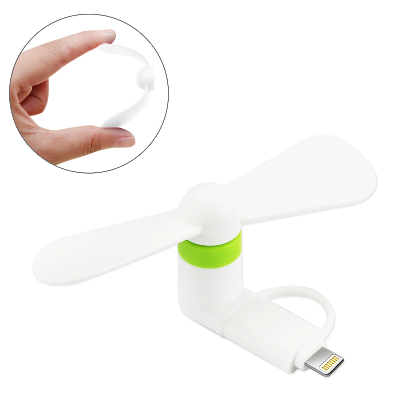 Mini Fan 2-In-1 For iPhone/ Ipad And Android In White