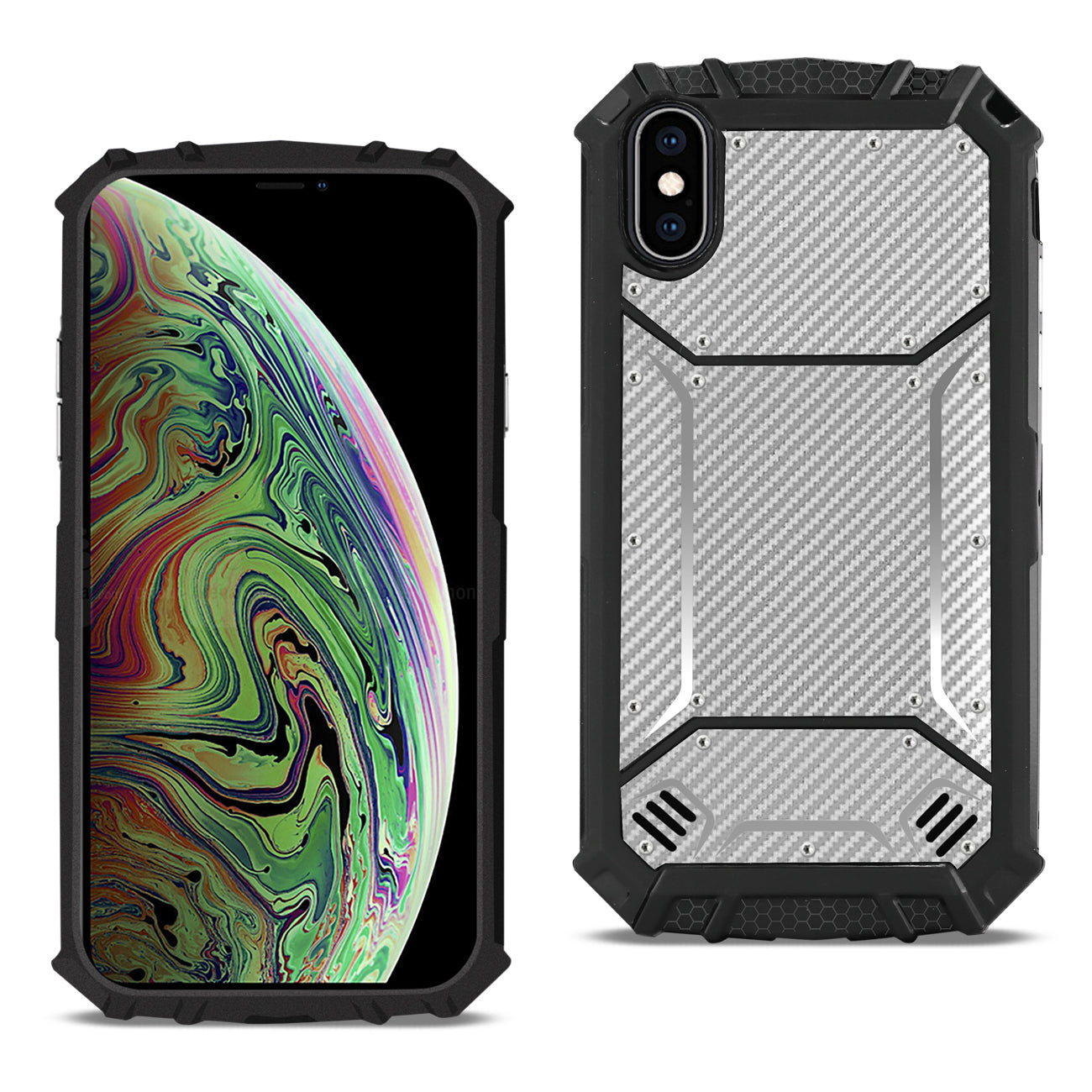 Case Hard-Shell Carbon Fiber Apple iPhone XS Max Gray Color