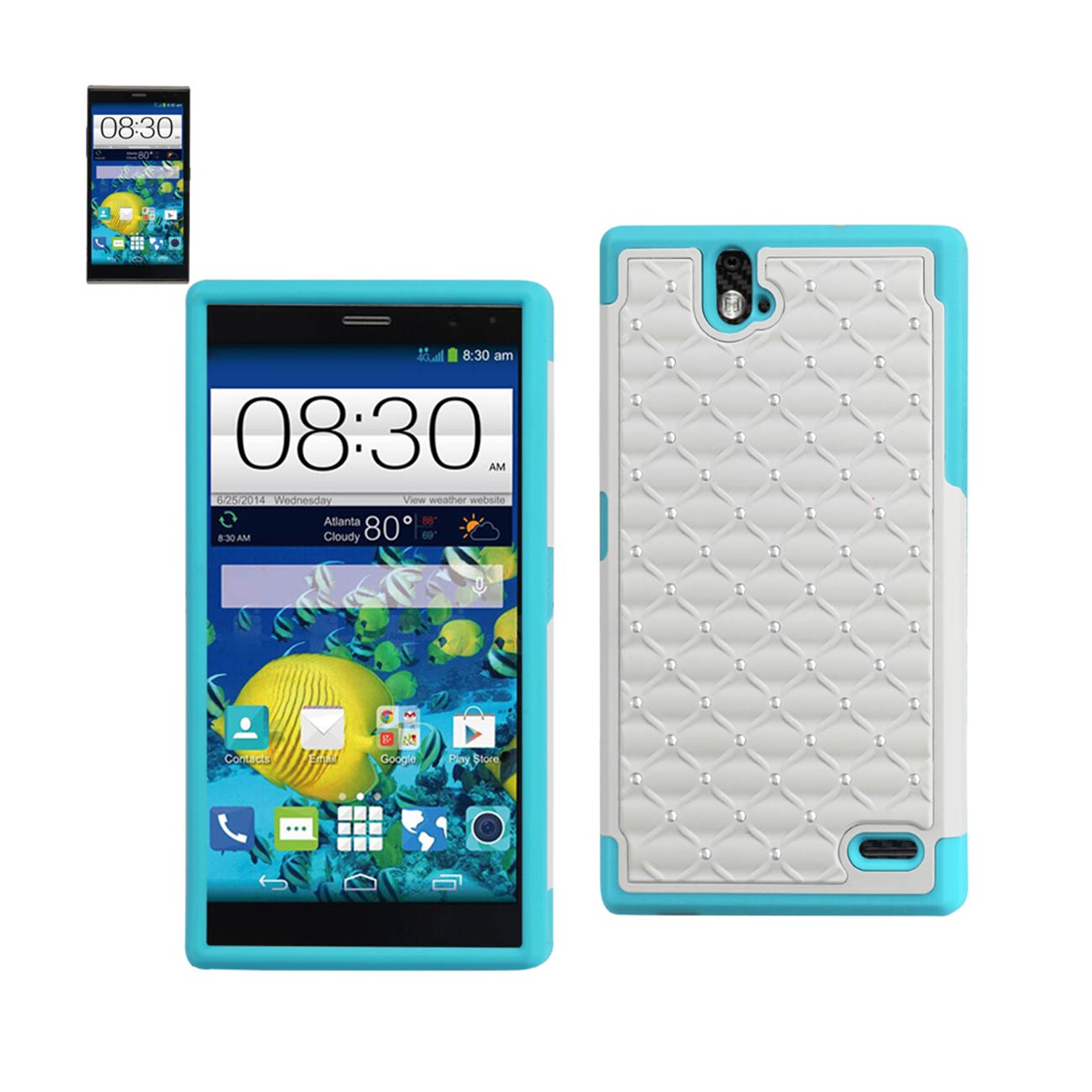 ZTE Grand X Max Hybrid Heavy Duty Jewelry Diamond Case In Blue White