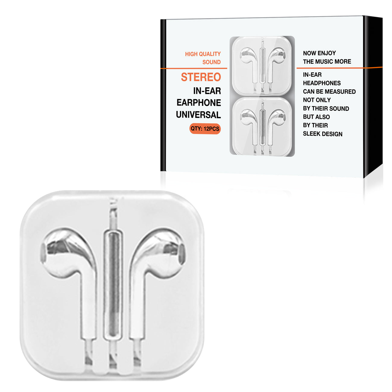 Earbuds Circular With Mic and Volume Control 3.5mm (12pcs) Silver Color