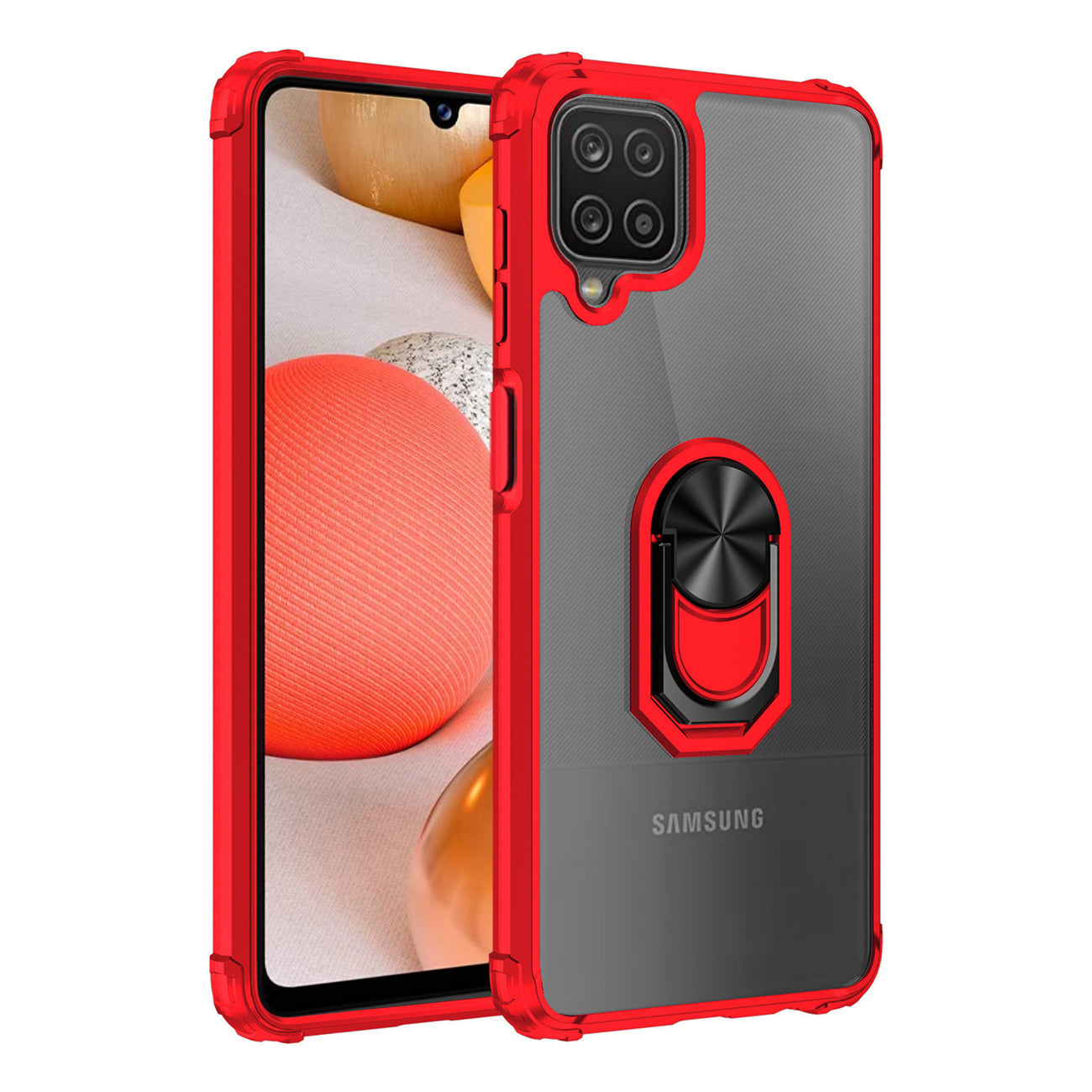 Case TPU Shockproof Kickstand Ring Holder Magnetic Car Mount Red Color