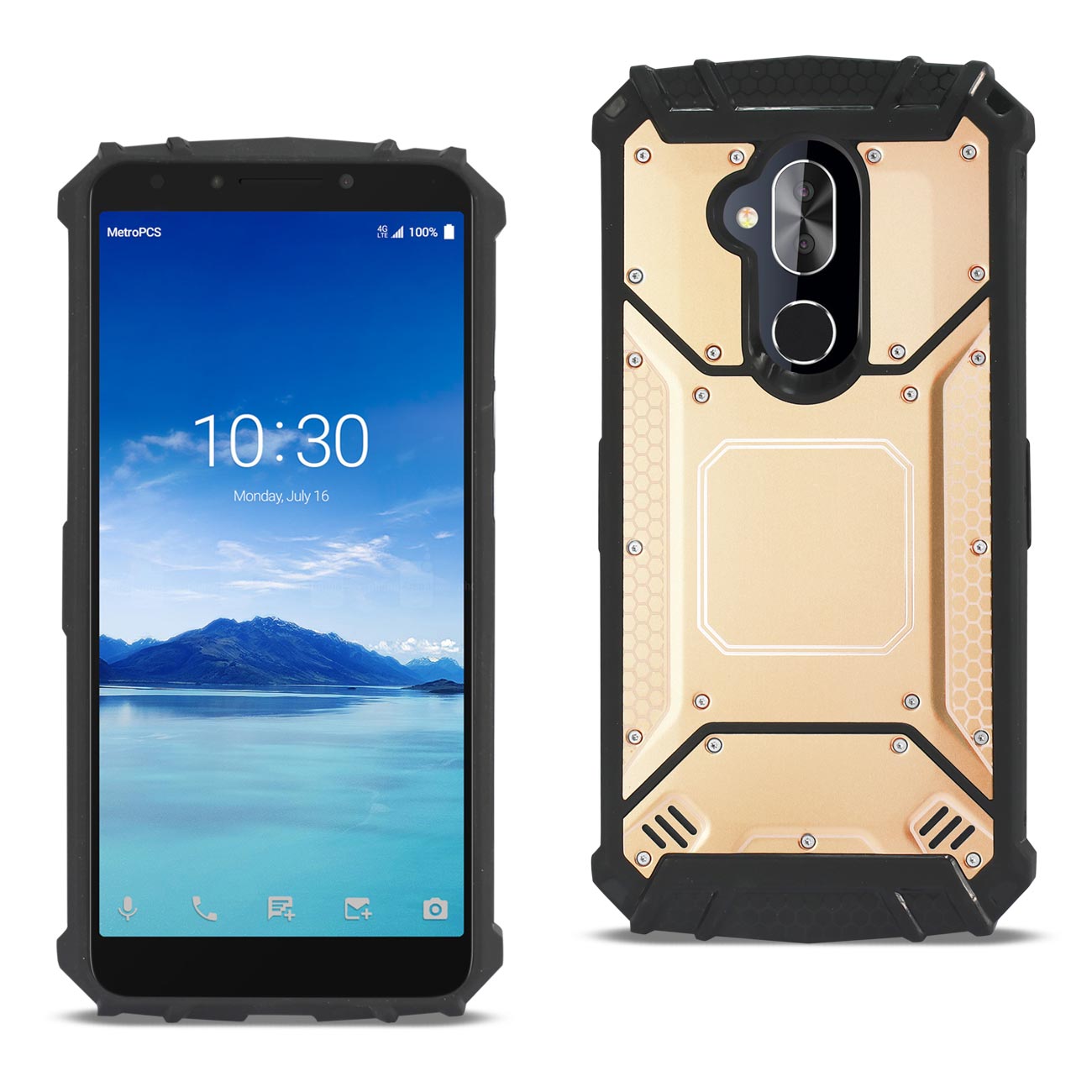 Cover Case Front Metallic Alcatel 7 Folio Gold Color