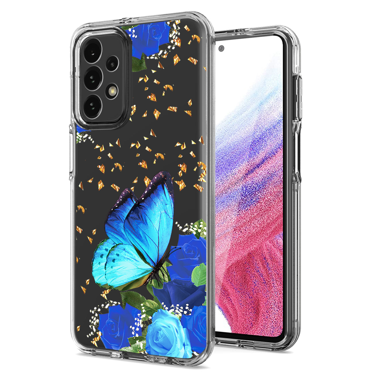 Pressed dried flower Design Phone case For Samsung Galaxy A53 5G In Blue