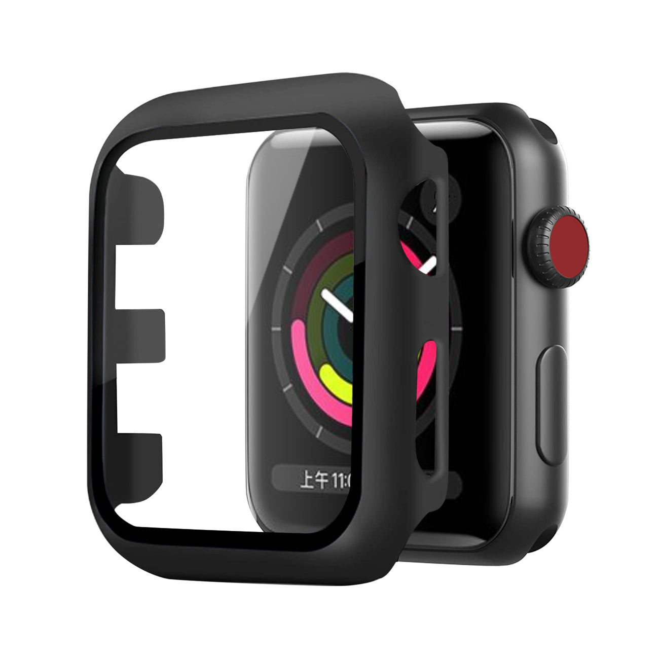 Watch Case PC With Tempered Glass Screen Protector Full Cover Apple Watch 38mm Black Color