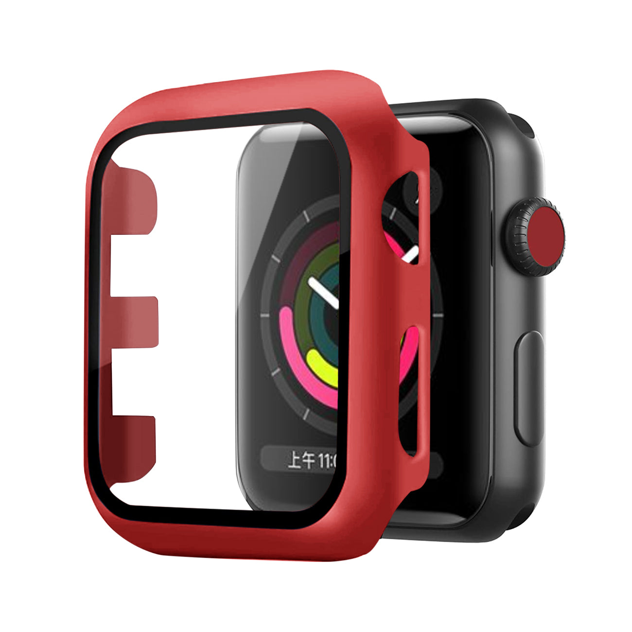 Watch Case PC With Tempered Glass Screen Protector Full Cover Apple Watch 38mm Red Color