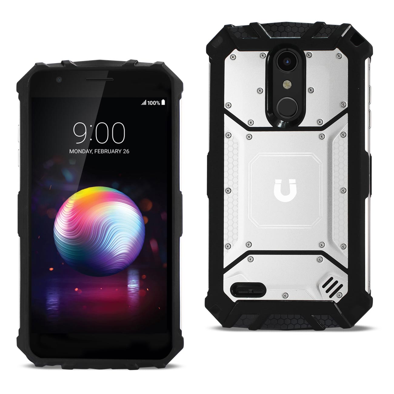 LG K10(2018) Metallic Front Cover Case In Silver
