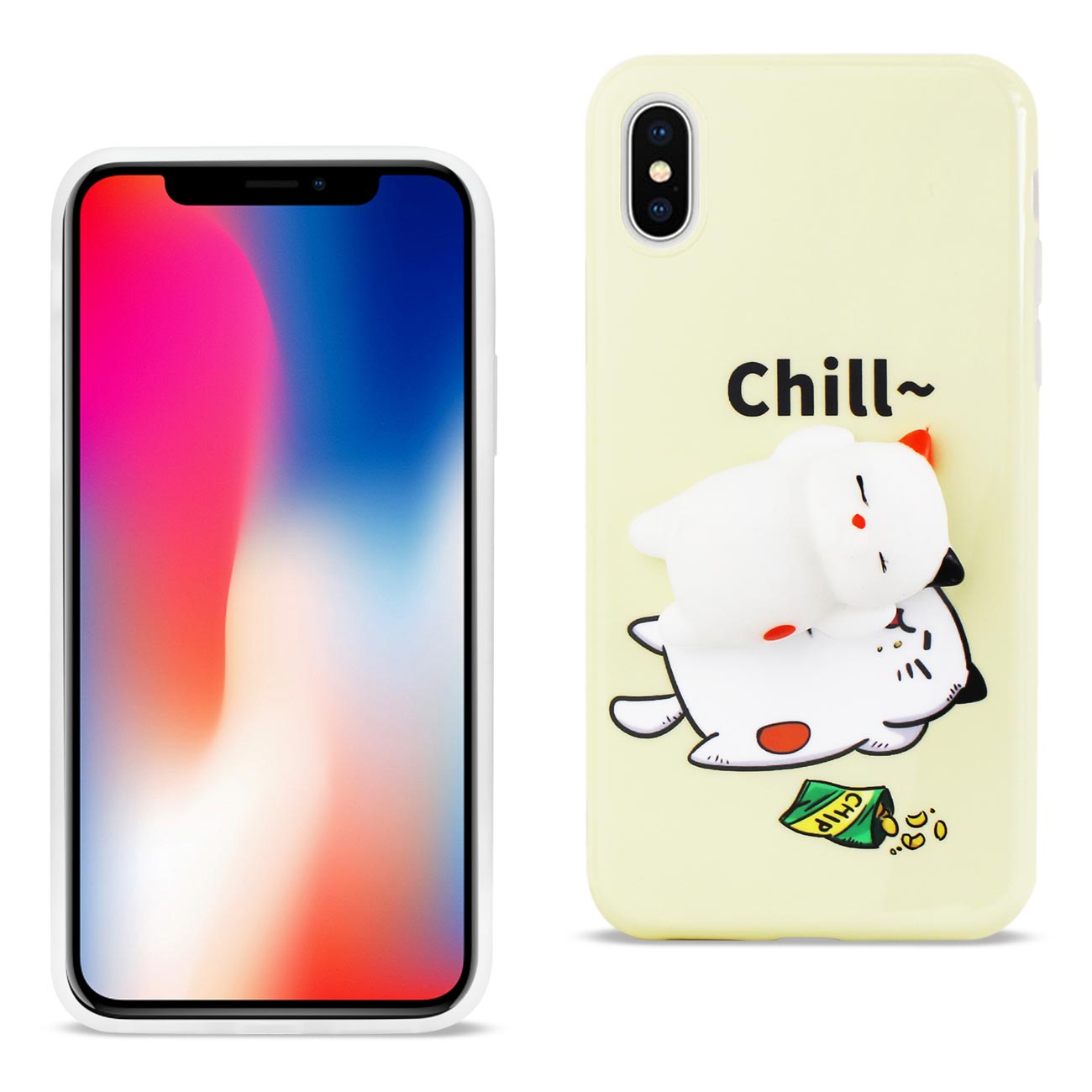 iPhone X/iPhone XS TPU DESIGN CASE WITH 3D SOFT SILICONE POKE SQUISHY SLEEPING CAT