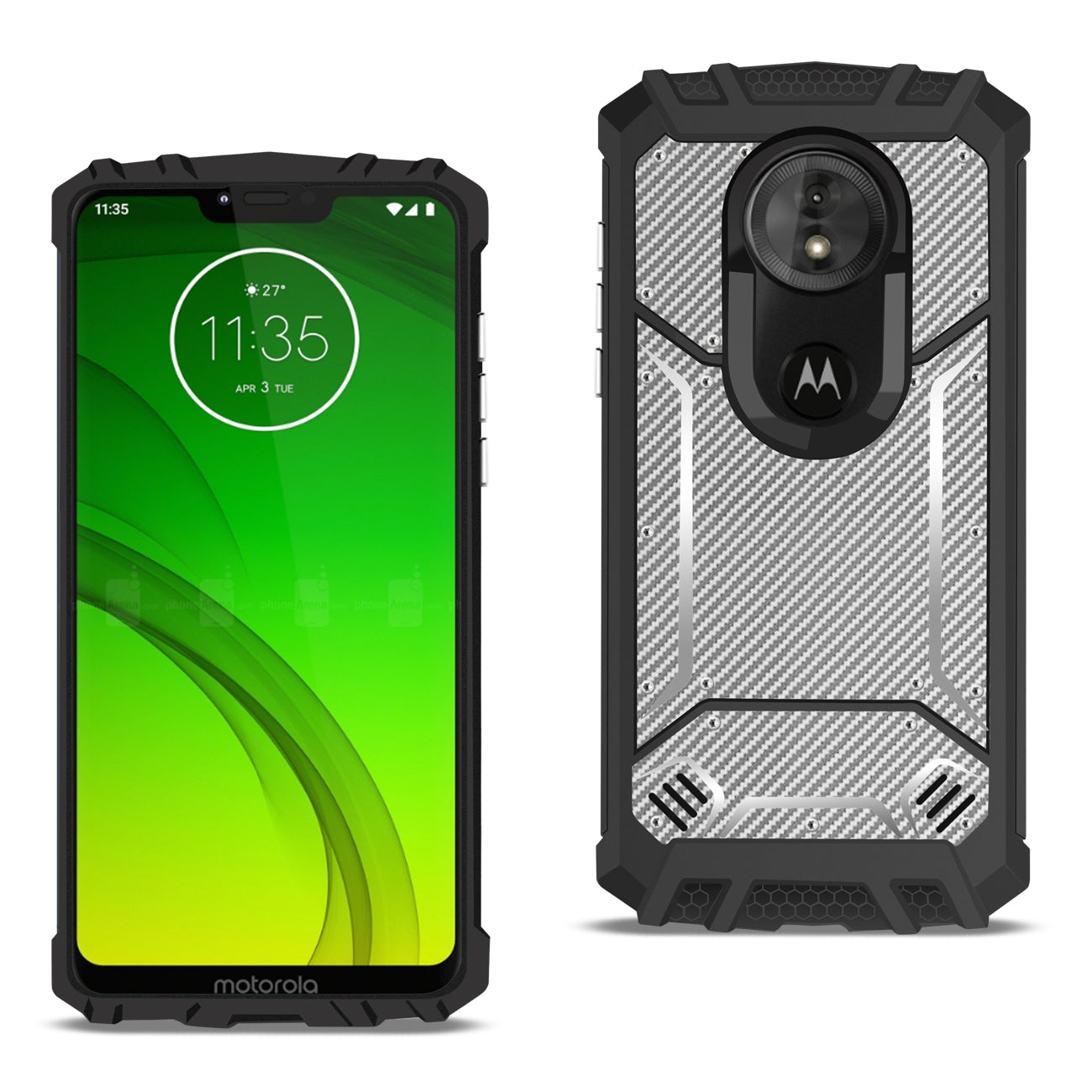 MOTOROLA MOTO G7 POWER Carbon Fiber Hard-shell Case In Gray