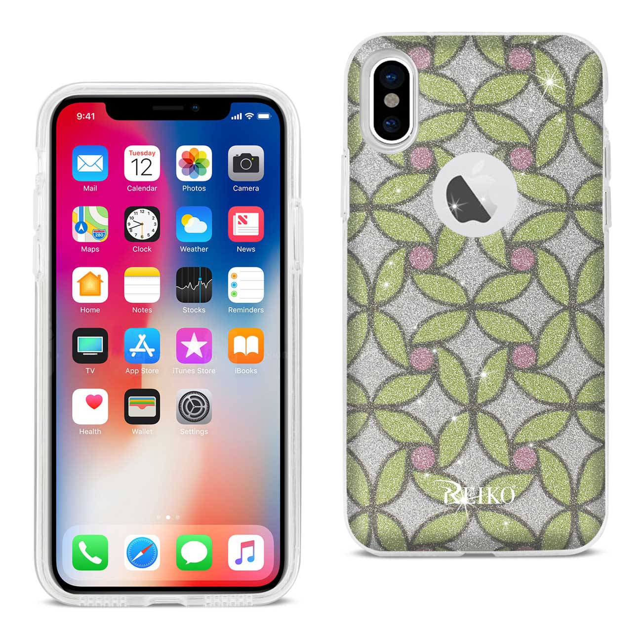 iPhone X/iPhone XS SHINE GLITTER SHIMMER FLOWER HYBRID CASE IN GOLD