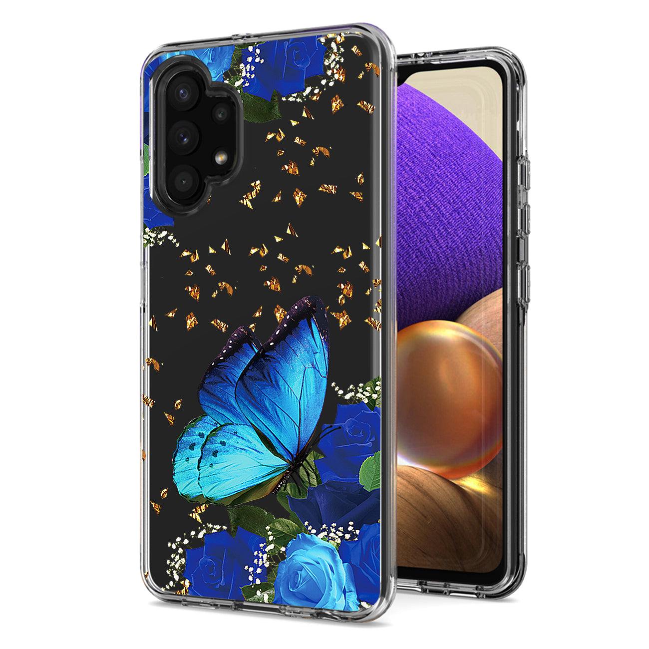 Pressed dried flower Design Phone case for Samsung Galaxy A32 5G In Blue