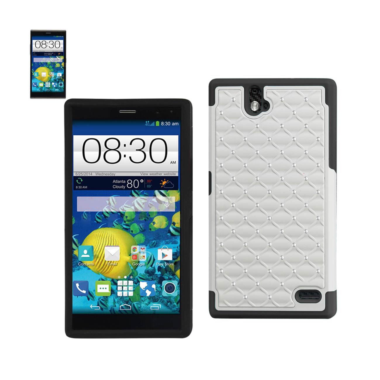 ZTE Grand X Max Hybrid Heavy Duty Jewelry Diamond Case In Black White