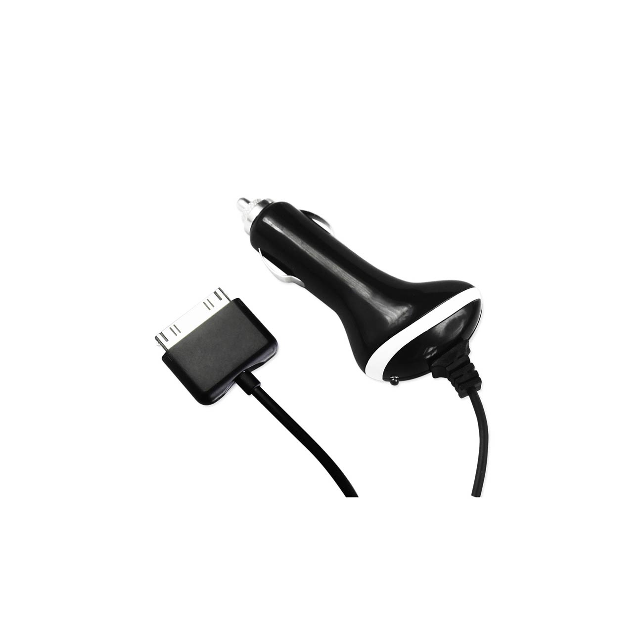 Car Charger With Built In Cable USB iPhone 4G Black Dual Color