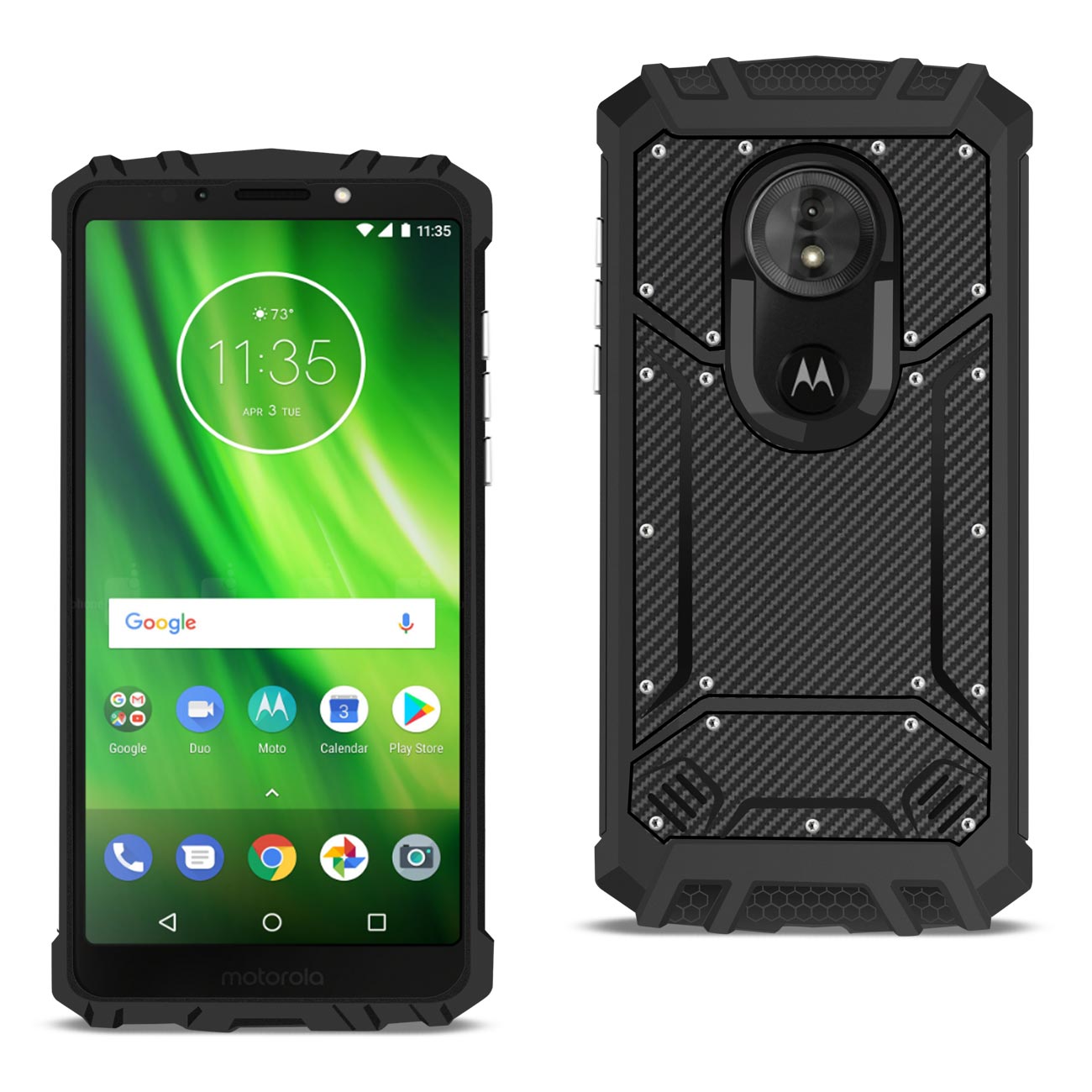 MOTOROLA MOTO G7 PLAY Carbon Fiber Hard-shell Case In Black