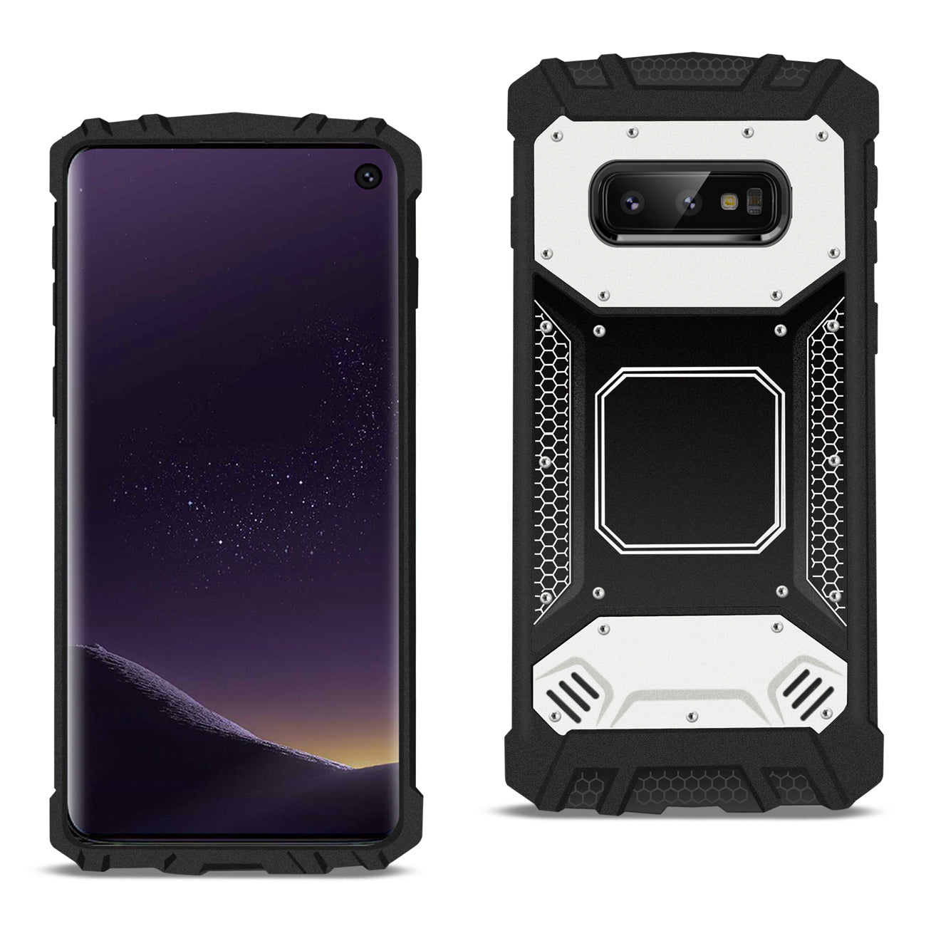 Case Front Cover Metallic Samsung Galaxy S10 Lite (S10E) Silver And Black Color.