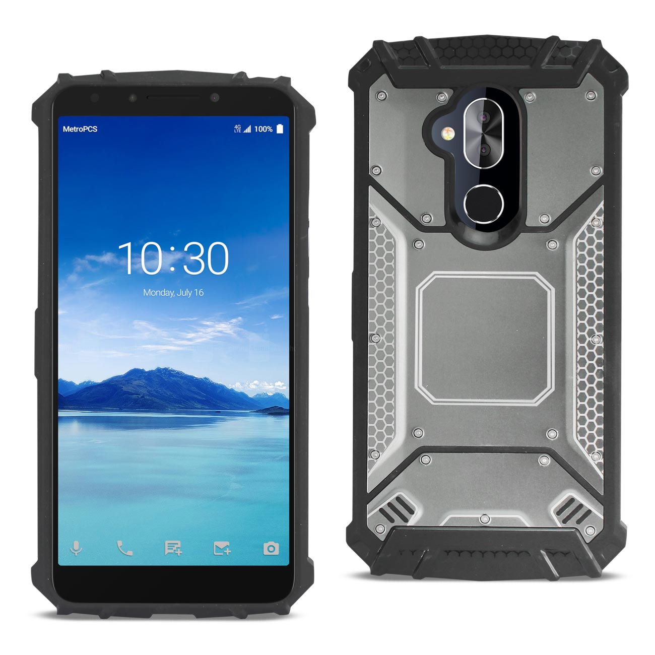 Cover Case Front Metallic Alcatel 7 Folio Gray Color
