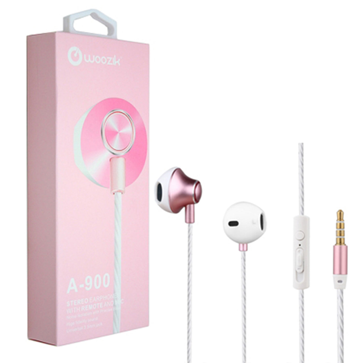 Earphones In-Ear A900 Built-In Mic, Volume Control Stereo Rose Gold Color