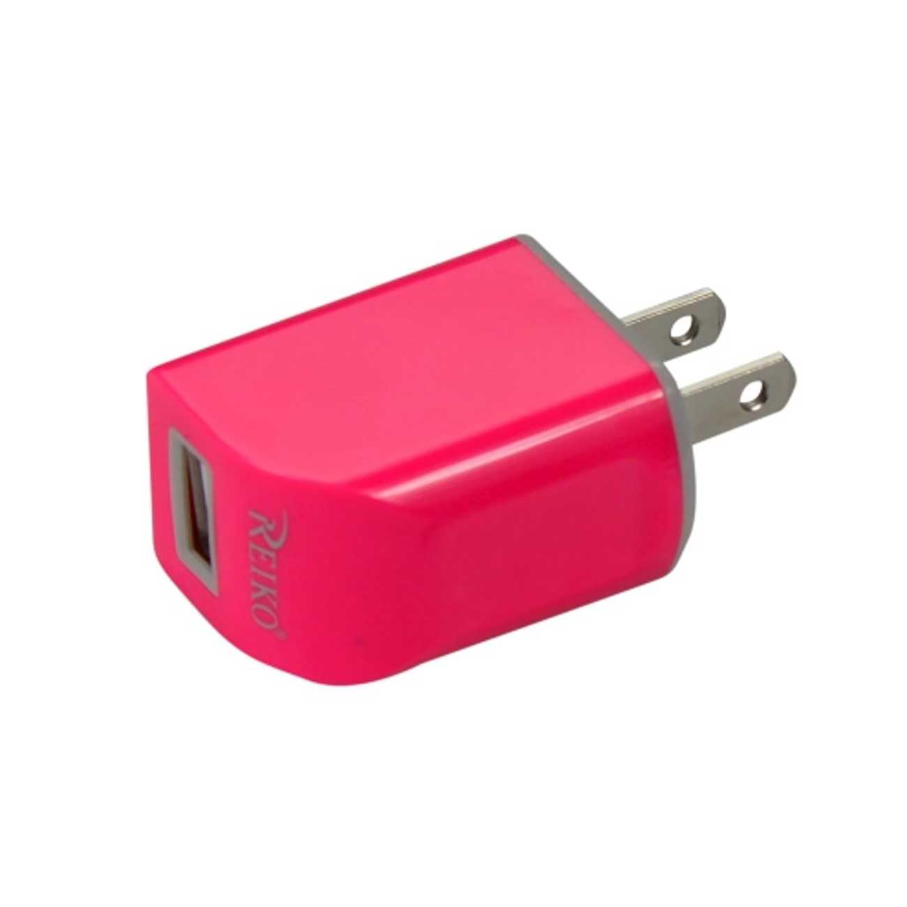 Travel Adapter Charger Micro USB With Cable Portable Reiko 1A Hot Pink Color