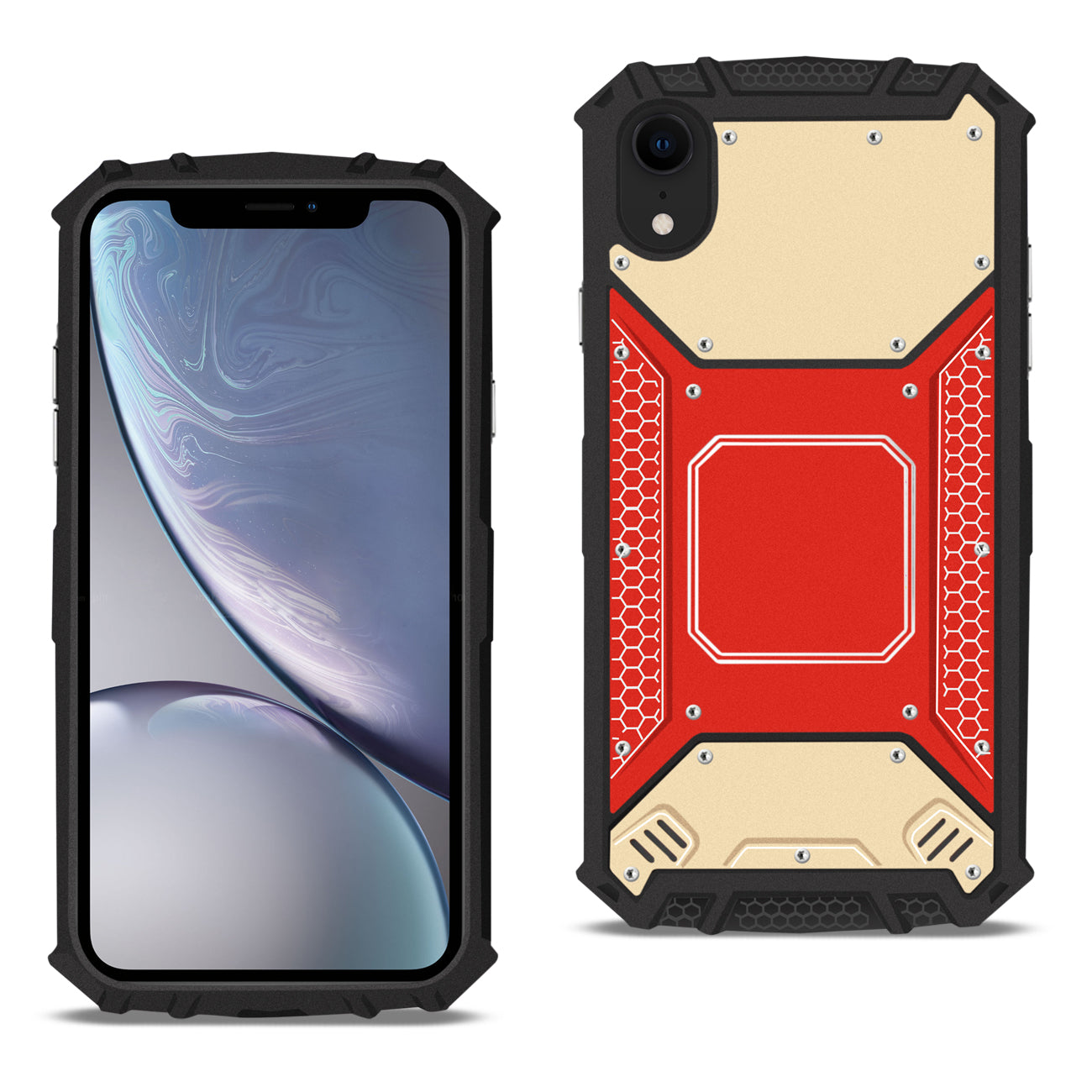 Case Front Cover Metallic Apple iPhone XR Red And Gold Color