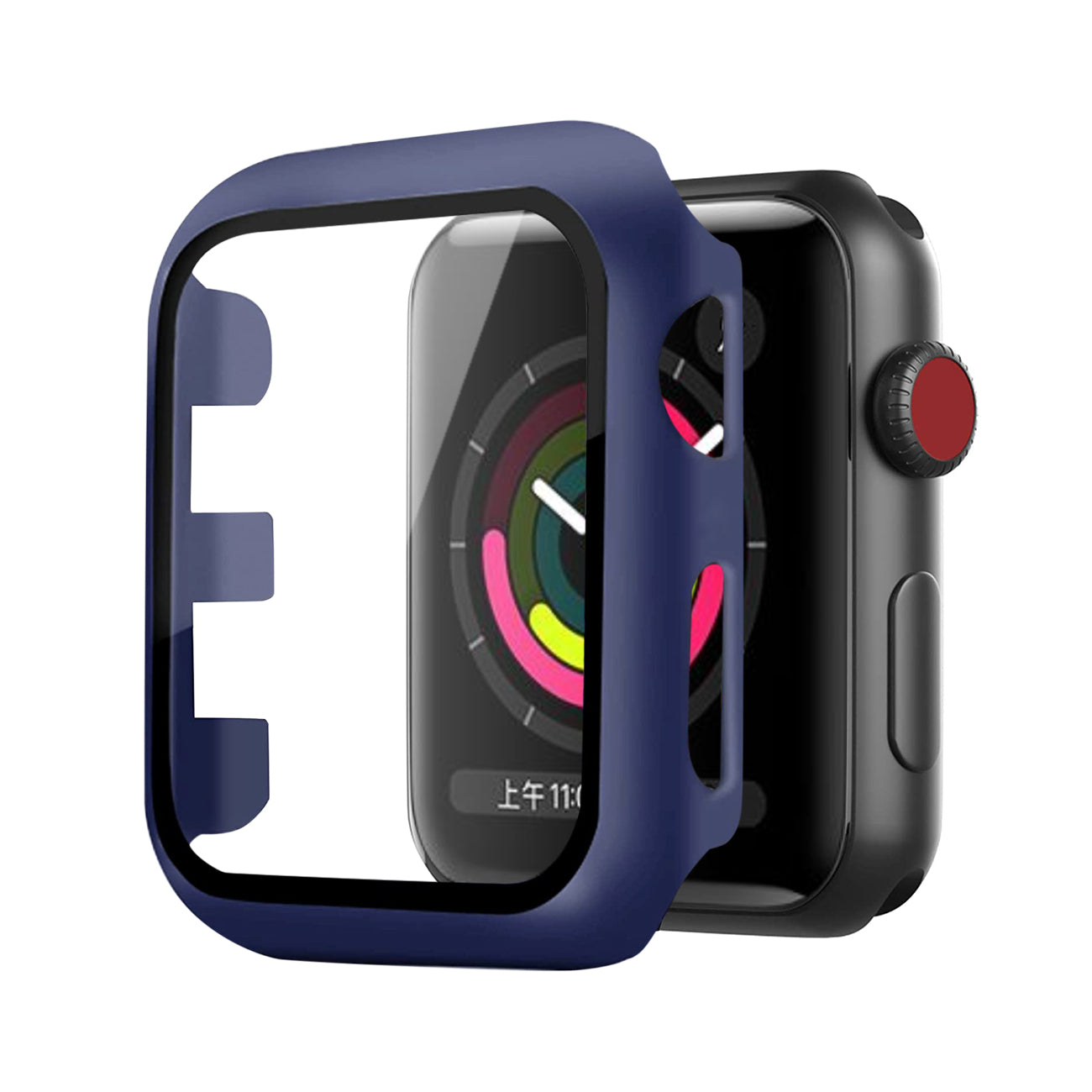 Watch Case PC With Tempered Glass Screen Protector Full Cover Apple Watch 42mm Navy Color