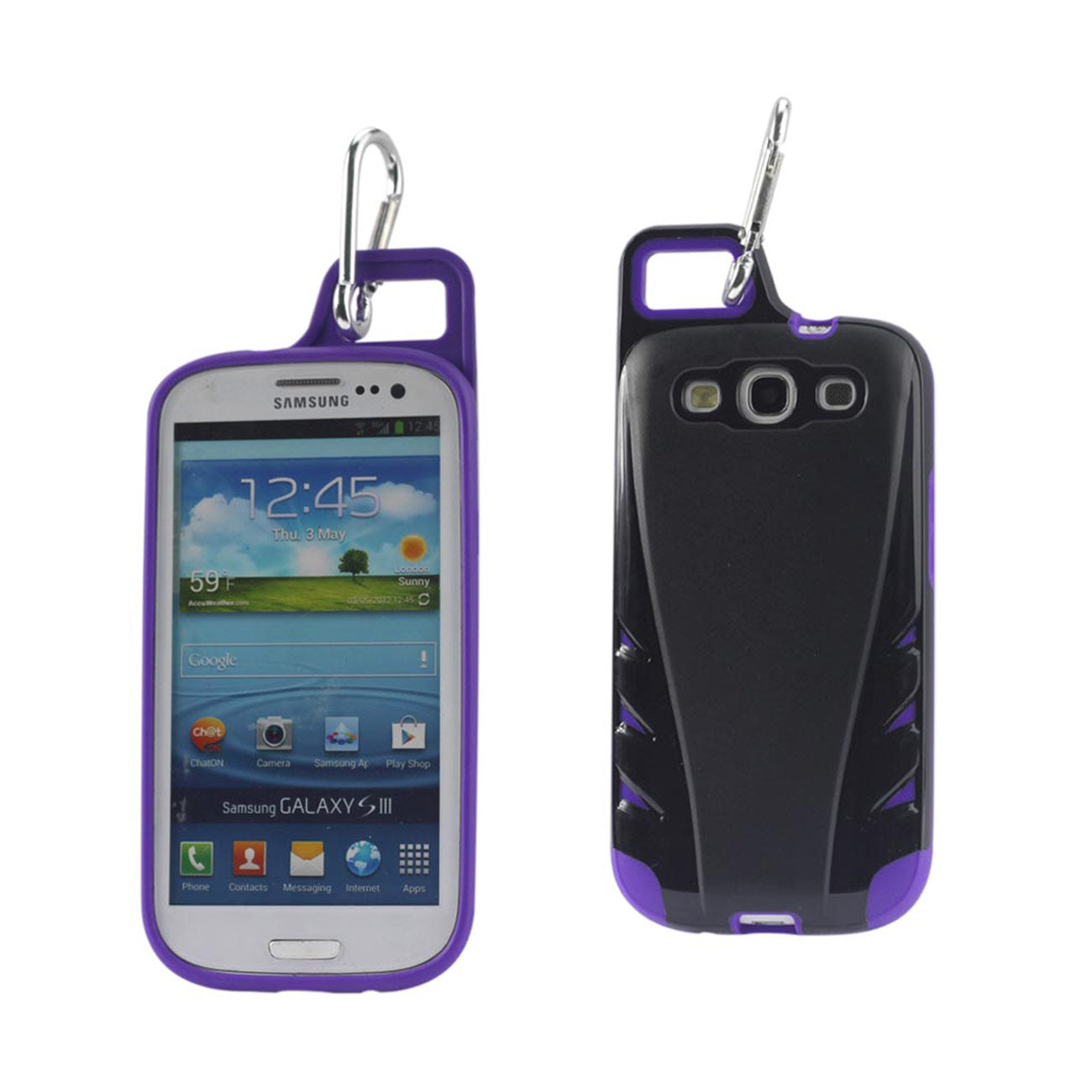 Samsung Galaxy S3 Dropproof Workout Hybrid Case With Hook In Black Purple