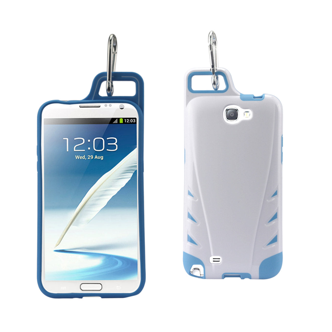 Samsung Galaxy Note 2 Dropproof Workout Hybrid Case With Hook In White Navy