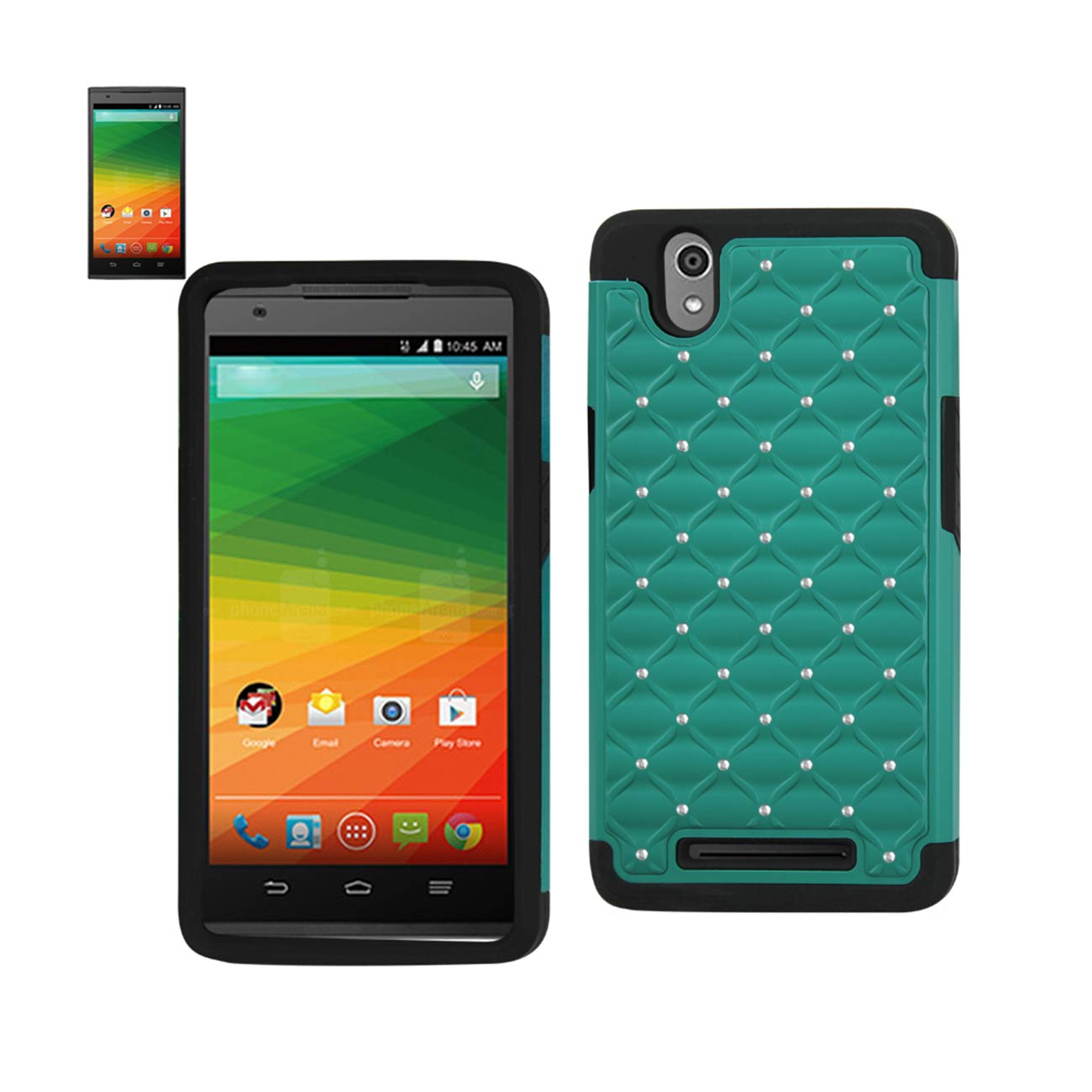 Case Hybrid Heavy Duty Jewelry Diamond ZTE Z Max Black And Green Color