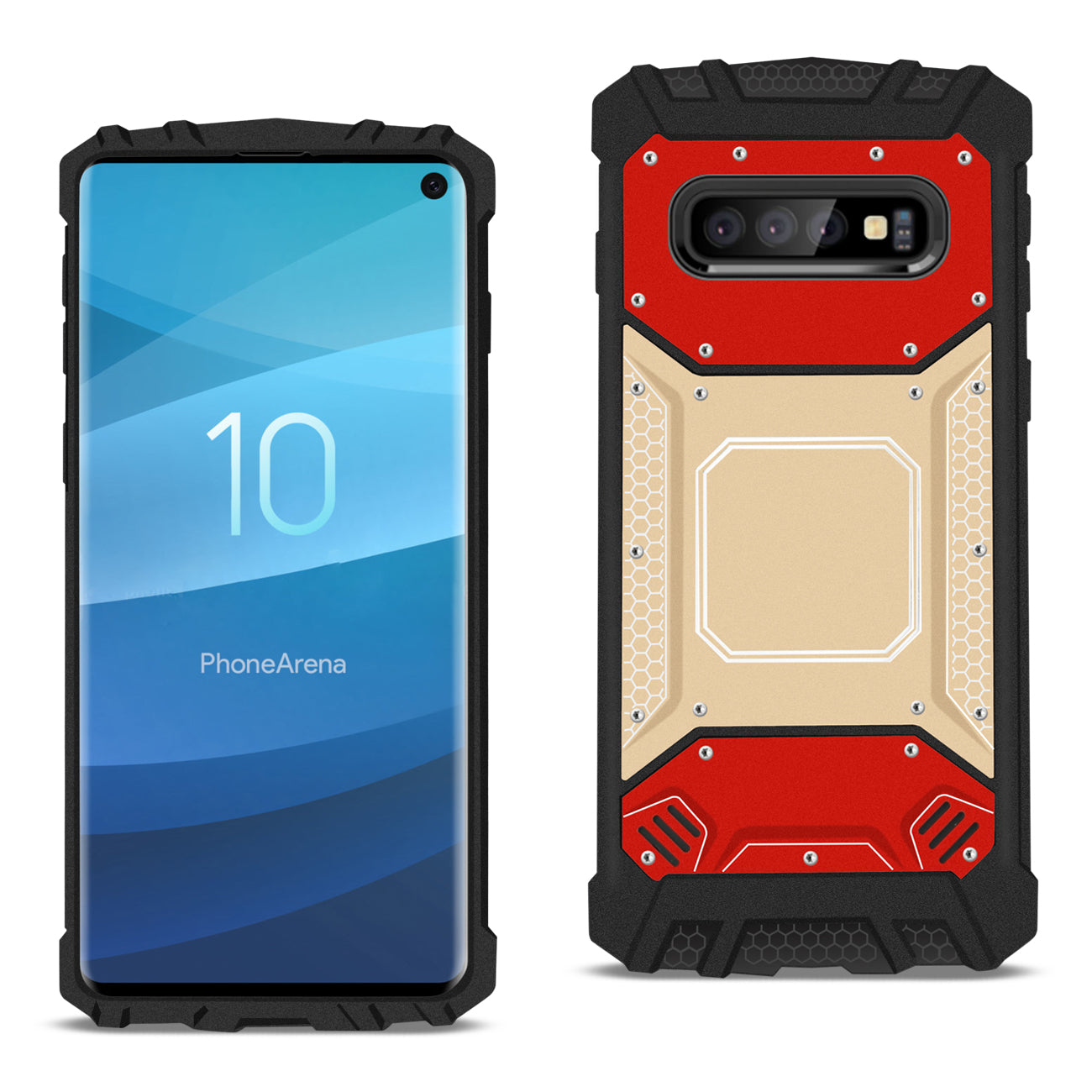 Case Front Cover Metallic Samsung Galaxy S10 Red And Gold Color.