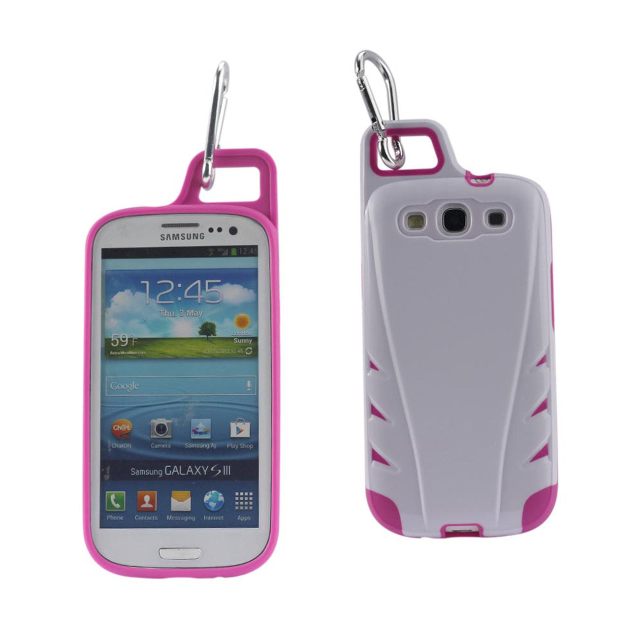 Reiko Samsung Galaxy S3 Dropproof Workout Hybrid Case With Hook In White Pink
