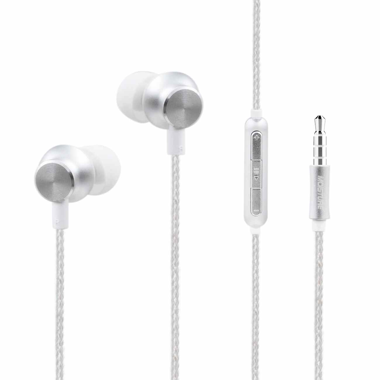 Earphones Bass With Moni Bearing Mic Silver Color