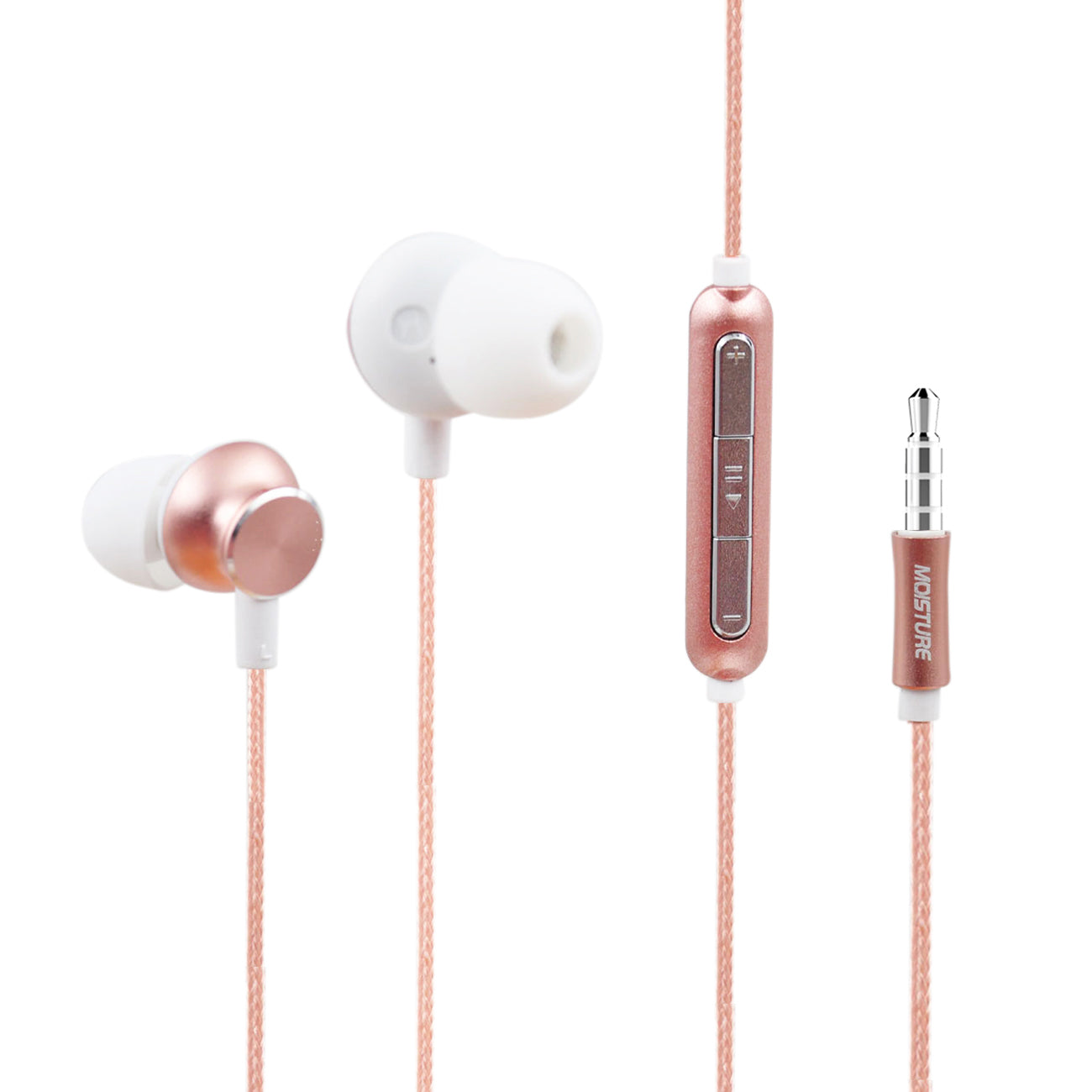 Earphones Bass With Moni Bearing Mic Rose Gold Color