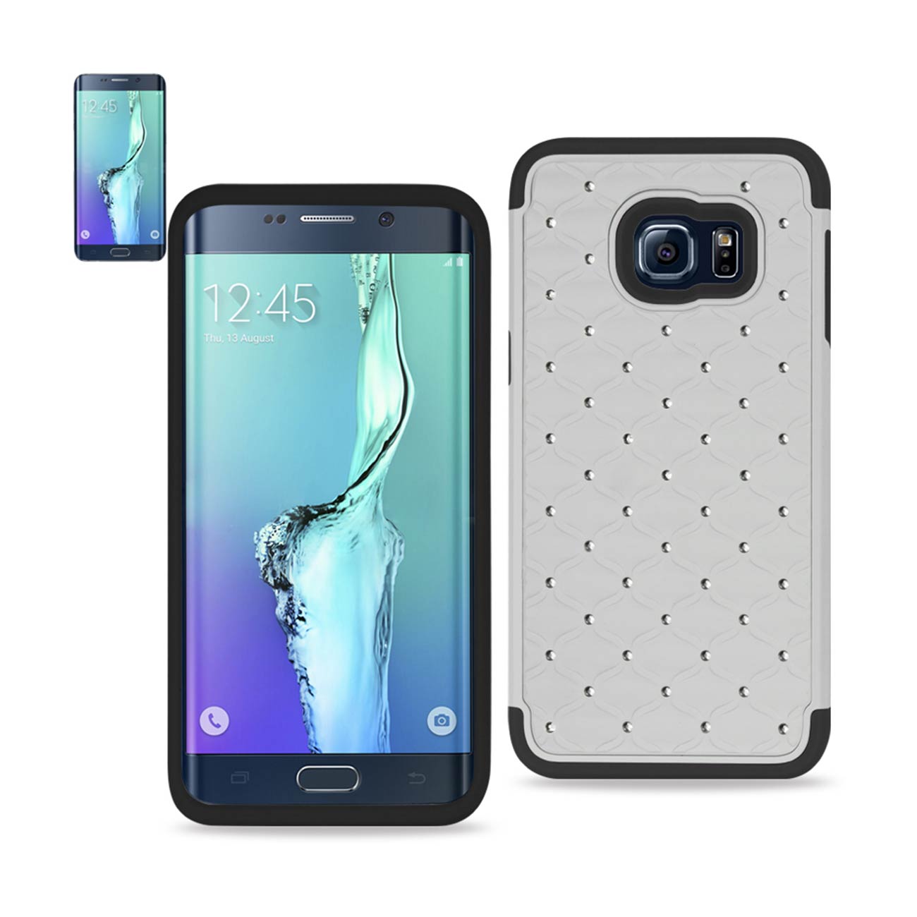 Samsung Galaxy S6 Edge Plus Hybrid Heavy Duty Jewelry Diamond Case In Black White