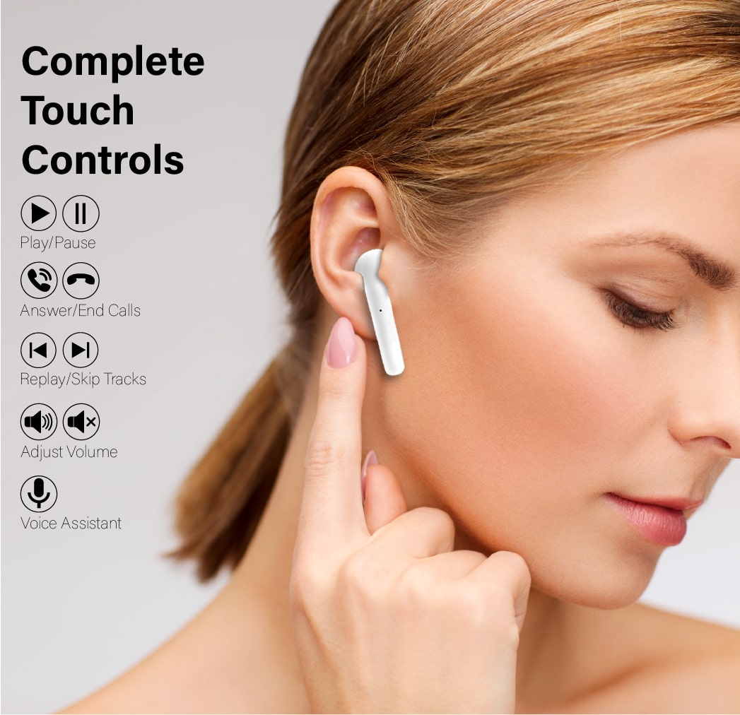 Earbuds True Wireless Stereo 5.0 Touch Controls Noise Isolation Precise Bass Hi-Fi Sound Pink Color