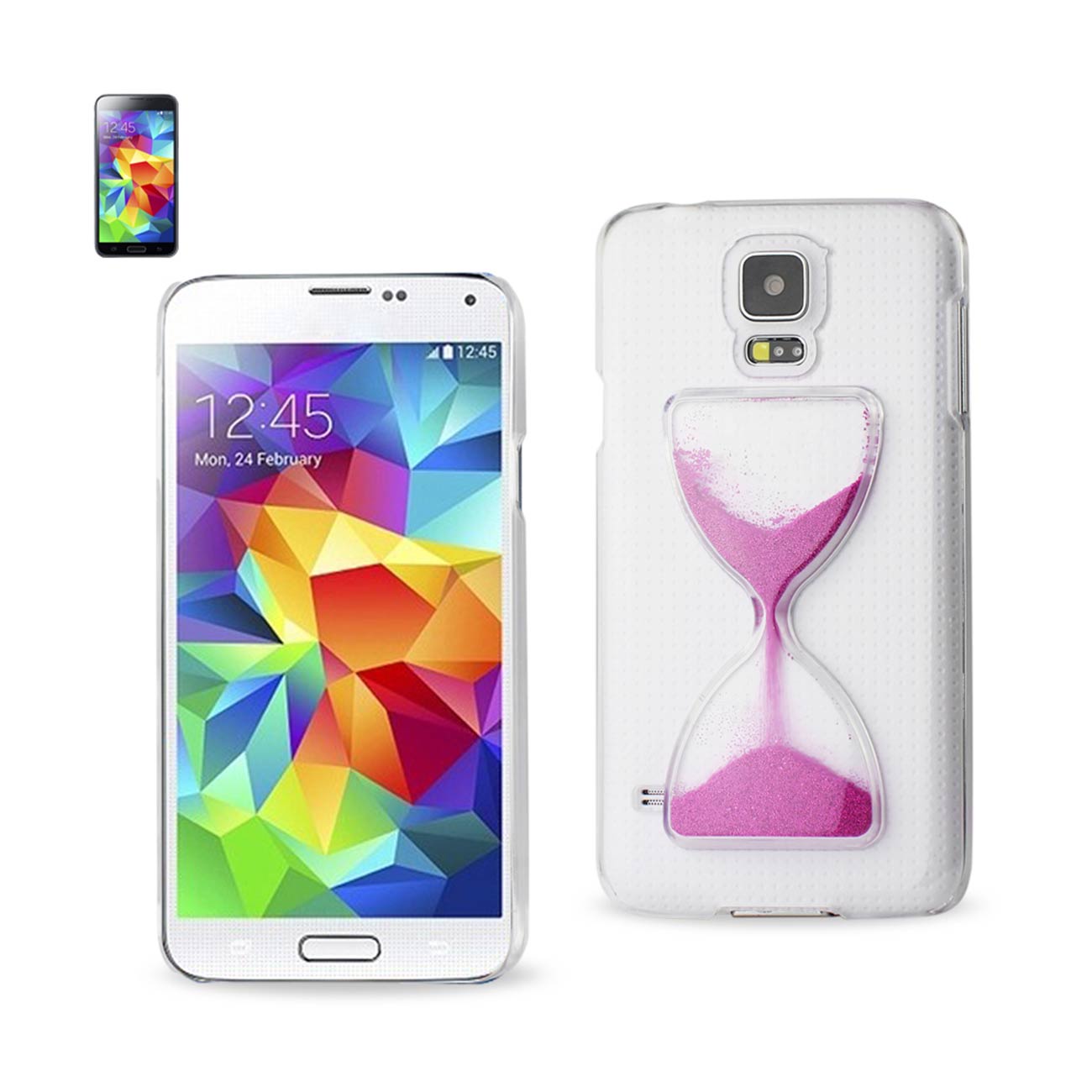 Case 3D Sand Clock Samsung Galaxy S5 Hot Pink Color