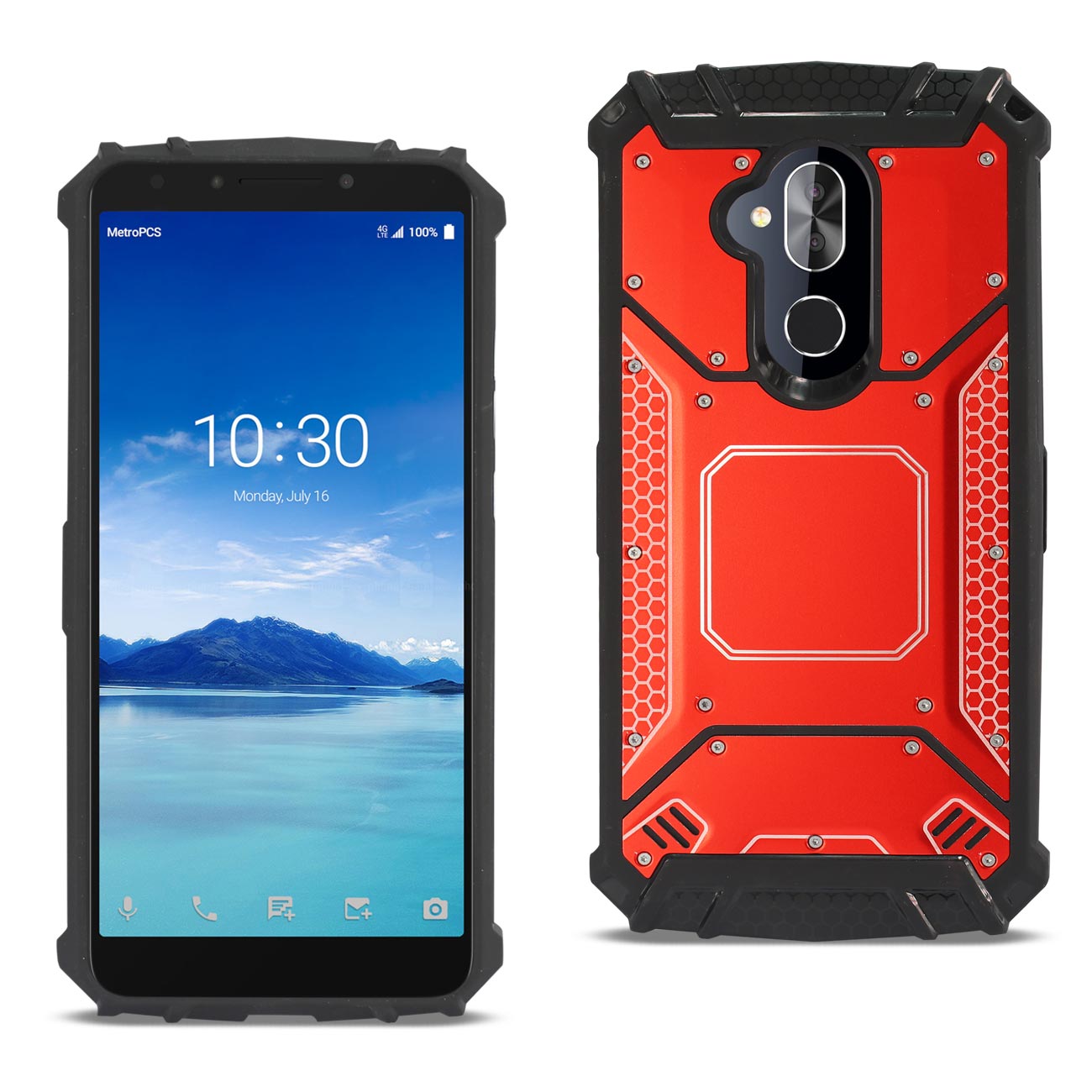 Cover Case Front Metallic Alcatel 7 Folio Red Color