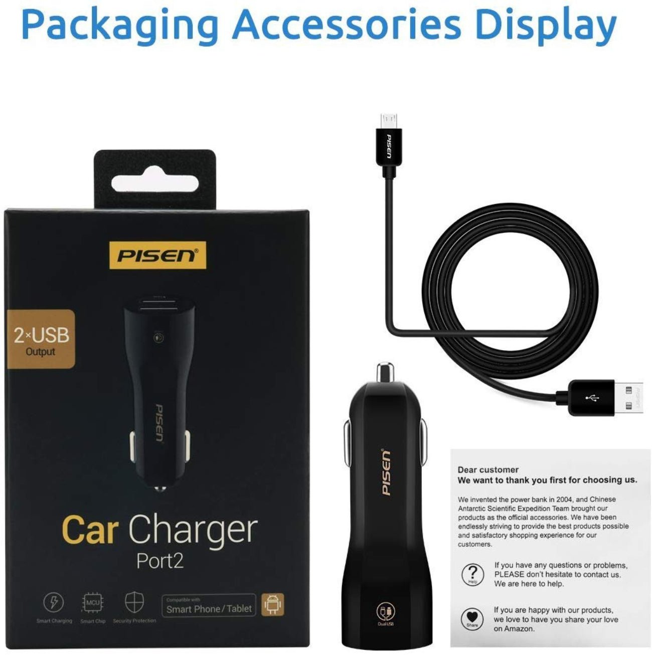 Car Charger with 2 USB Output In Black