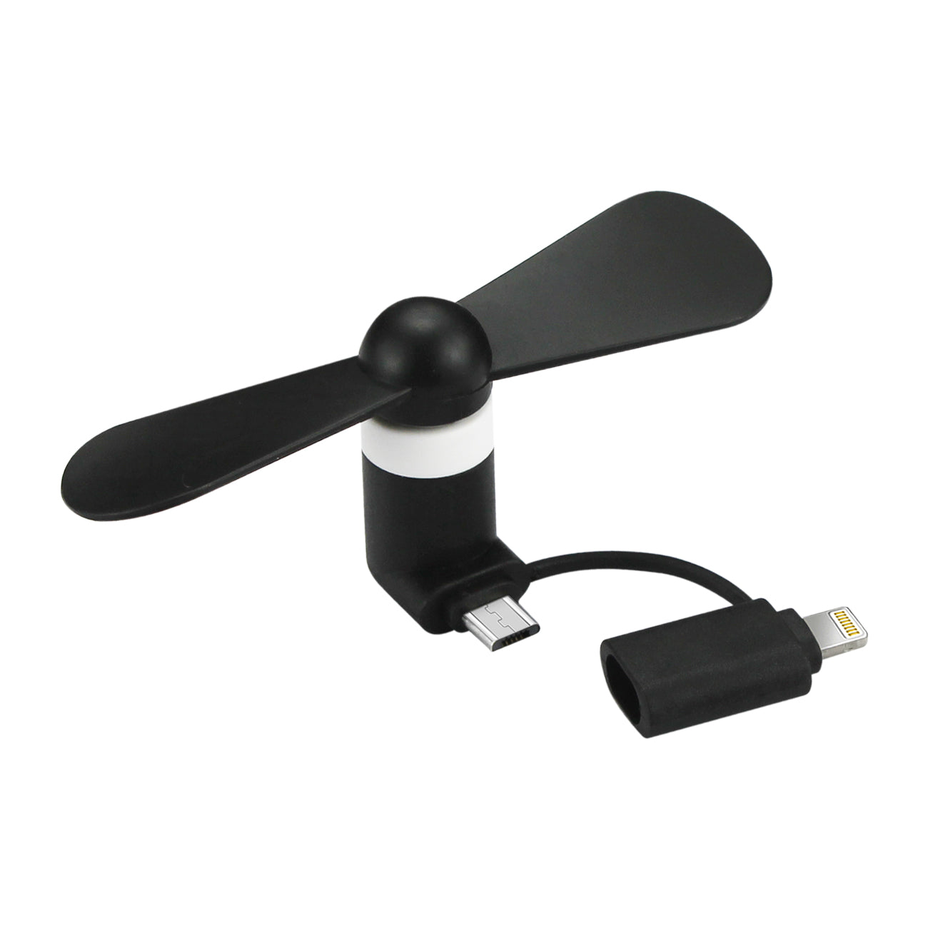 Mini Fan 2-In-1 For iPhone/ Ipad And Android In Black