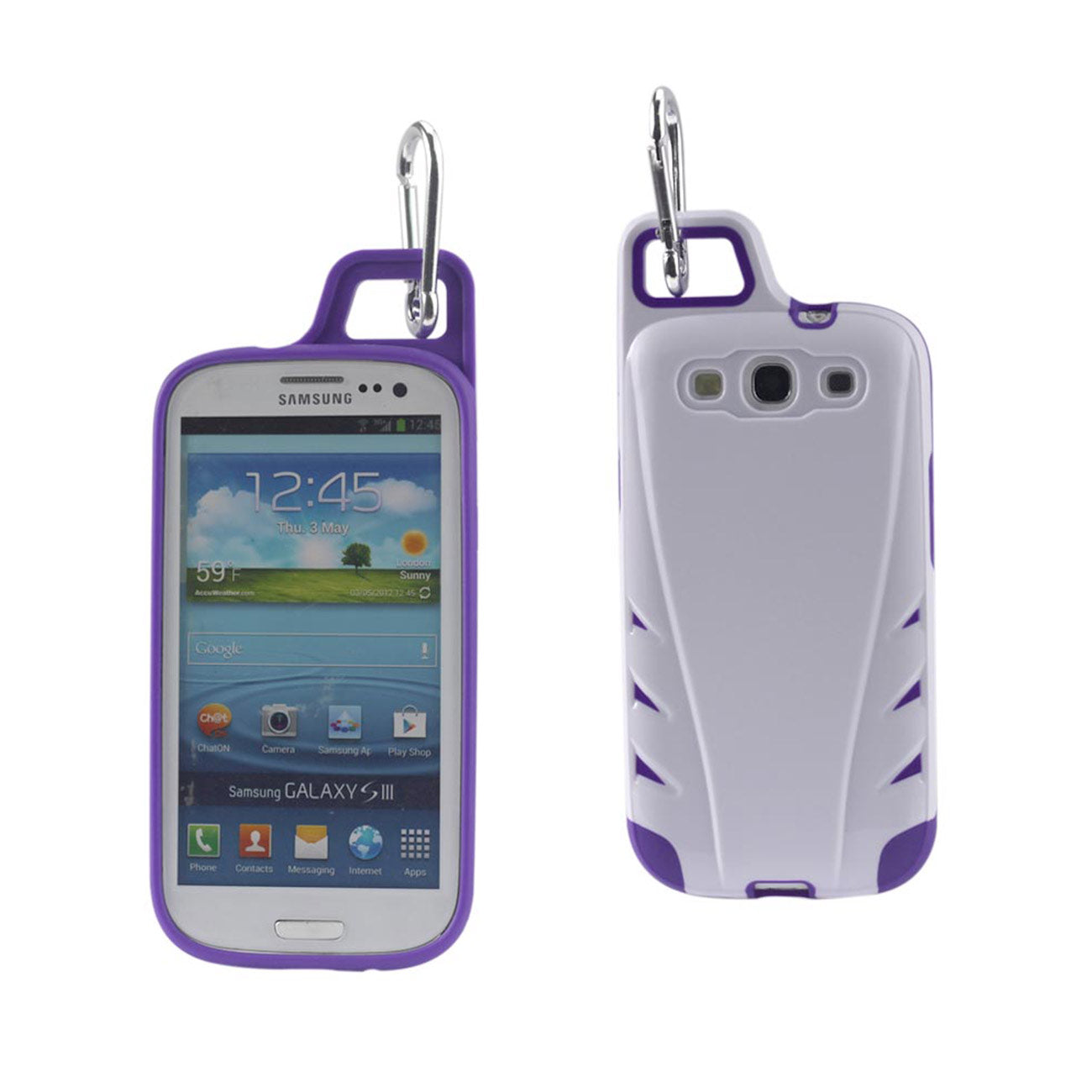 Samsung Galaxy S3 Dropproof Workout Hybrid Case With Hook In White Purple