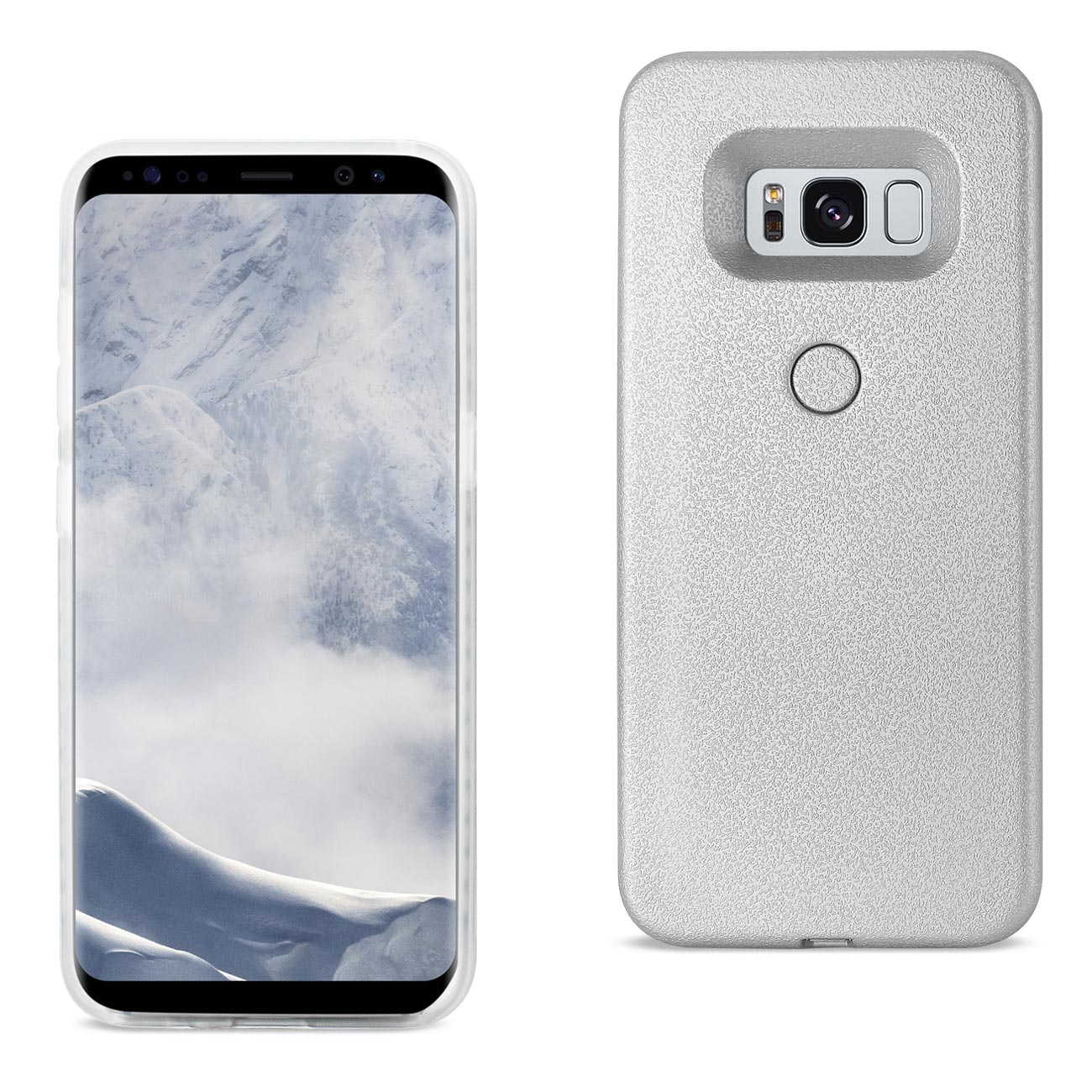 SAMSUNG GALAXY S8 EDGE/S8 Plus LED SELFIE LIGHT UP ILLUMINATED CASE IN SILVER