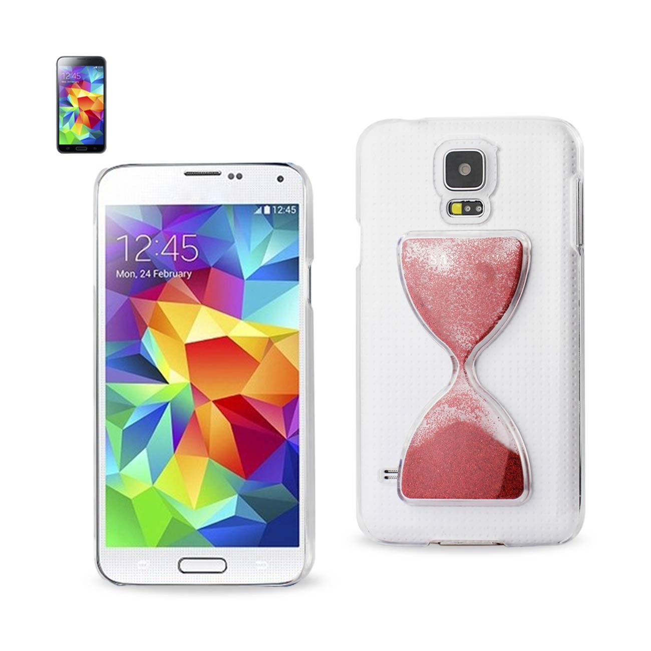 Samsung Galaxy S5 3D Sand Clock Clear Case In Red