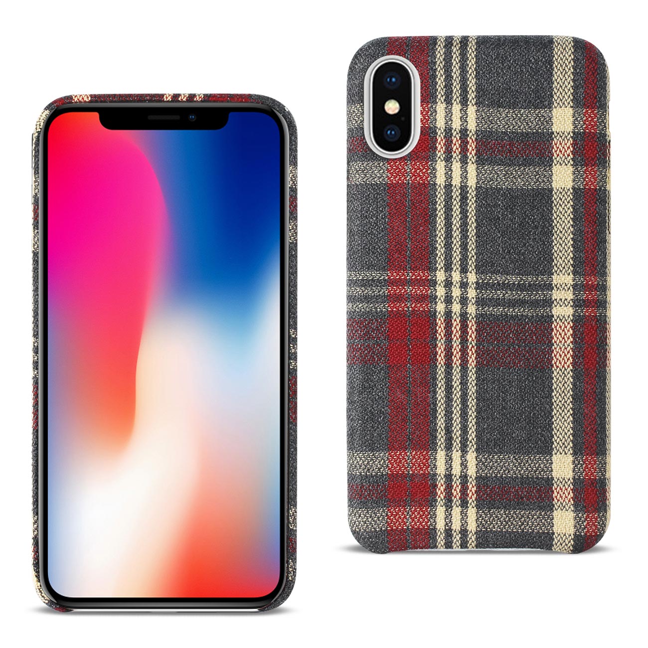 Reiko iPhone X/iPhone XS Checked Fabric Case In Red