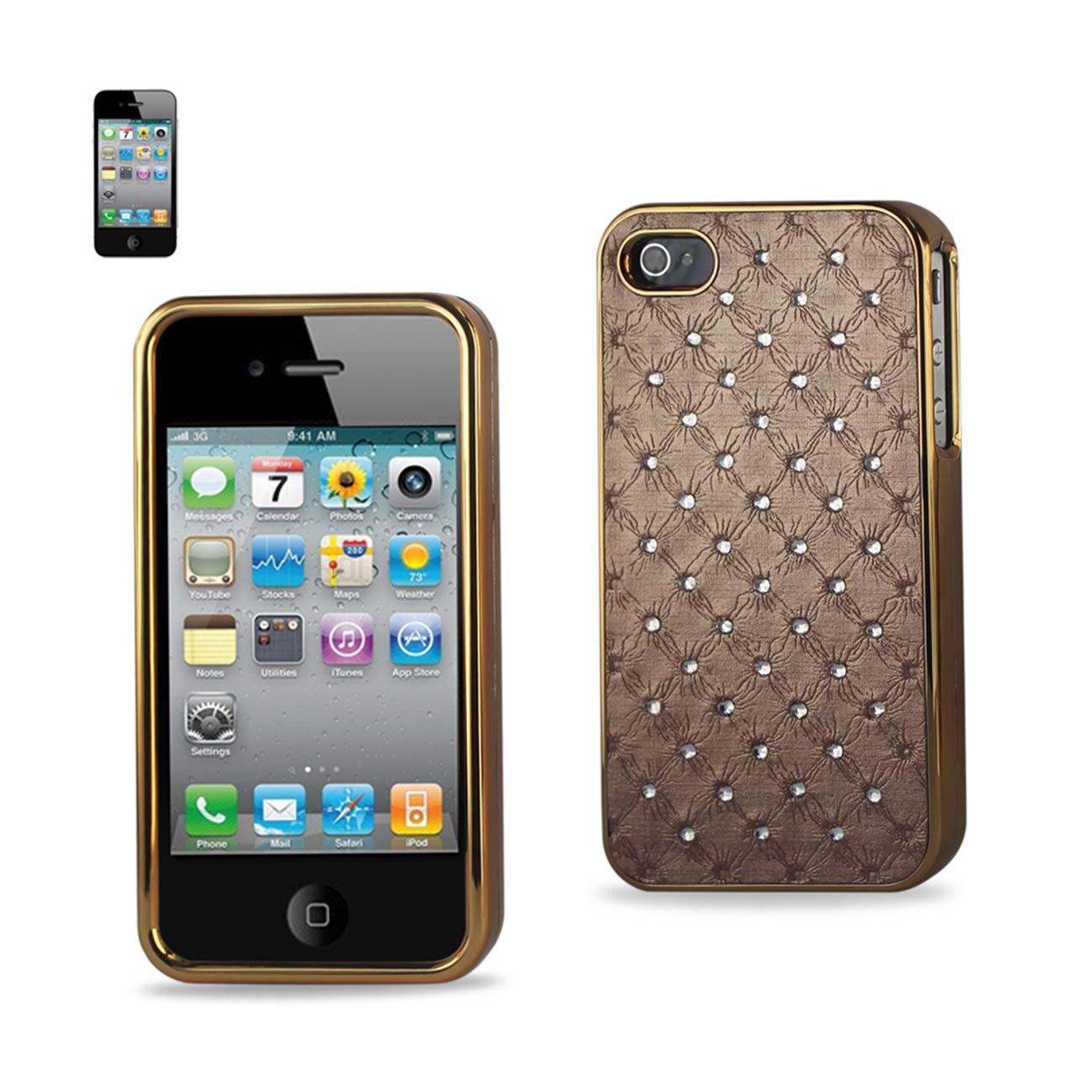 Case Jewelry Diamond Studs iPhone 4G Beige Color