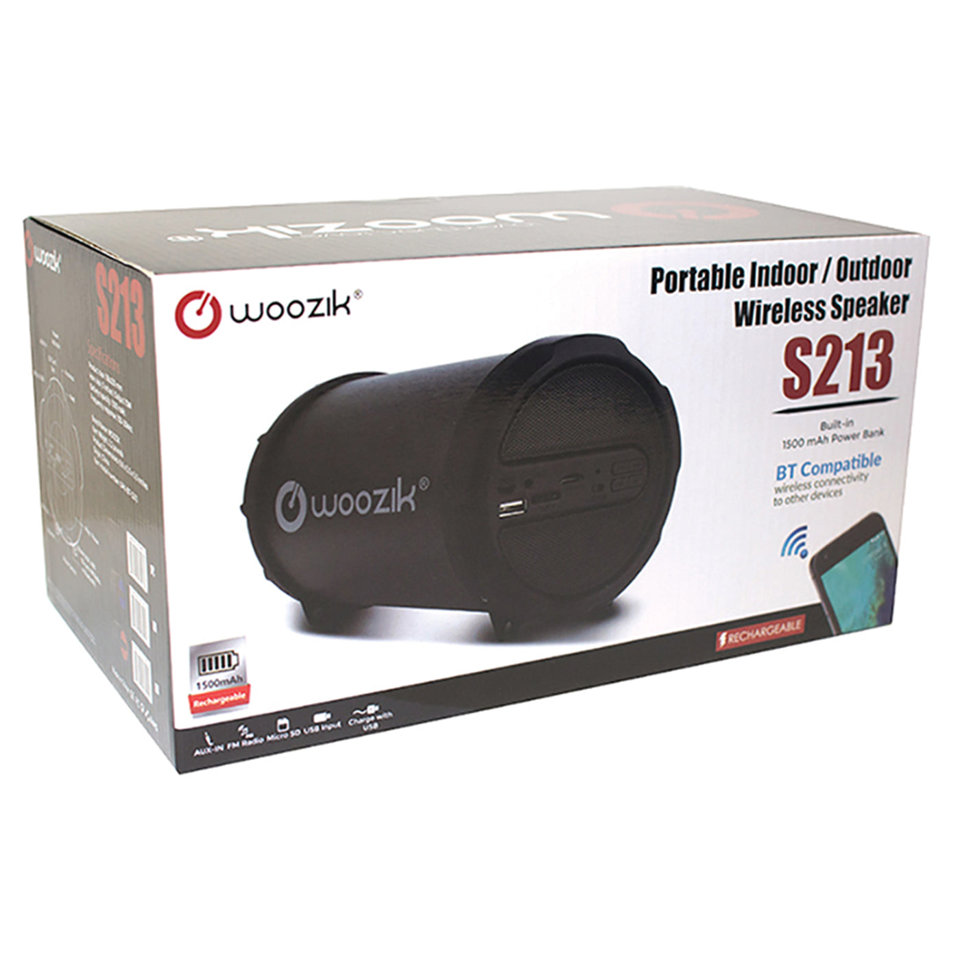 Bluetooth Speaker Rockit Go FM Radio, Micro SD Card, USB, AUX 3.5mm Support, Strap Black Color