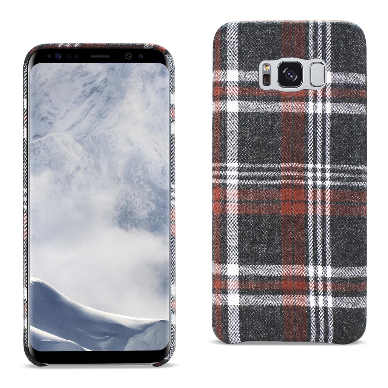 Case Checked Fabric Samsung Galaxy S8 Brown Color