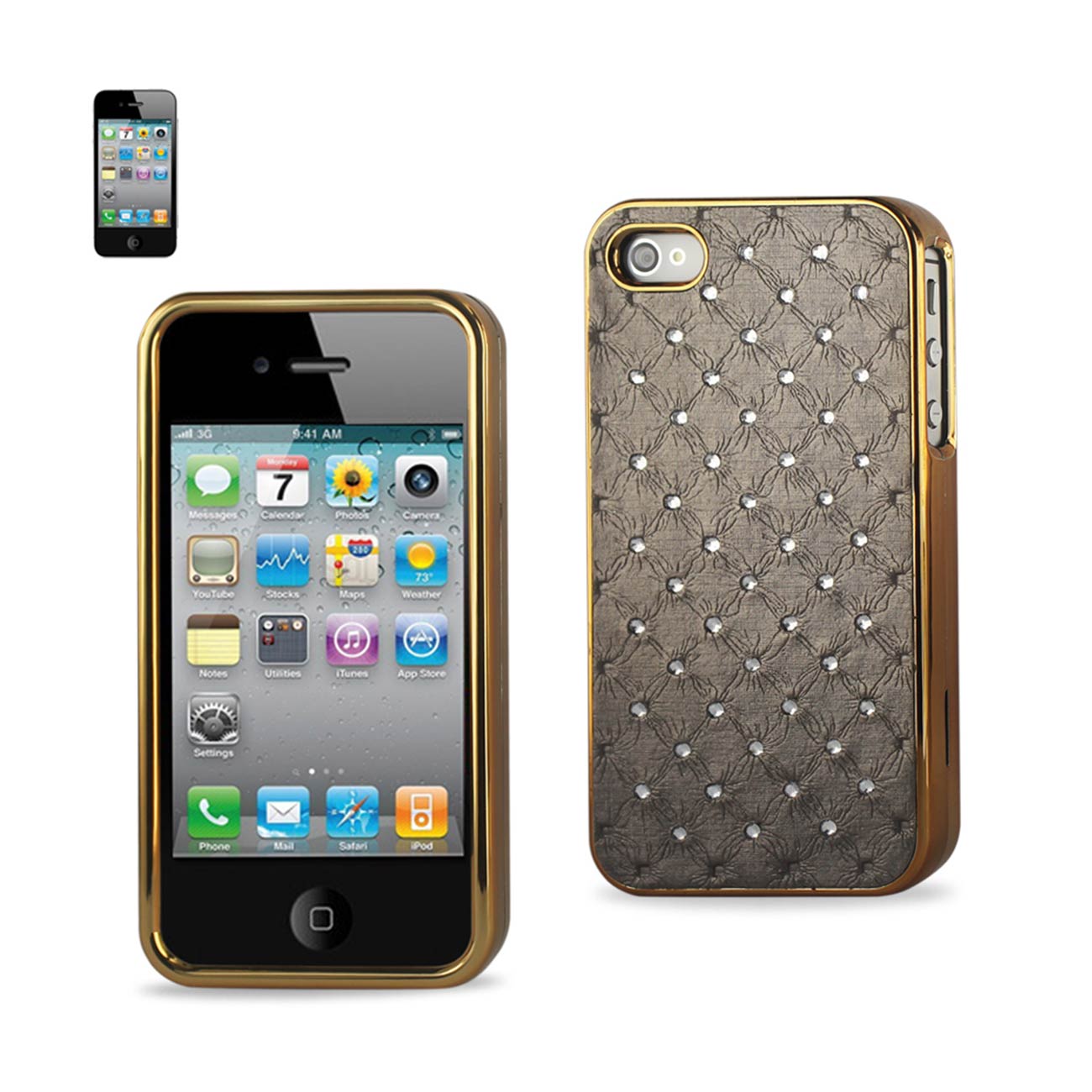 iPhone 4G Jewelry Diamond Studs Case In Gray