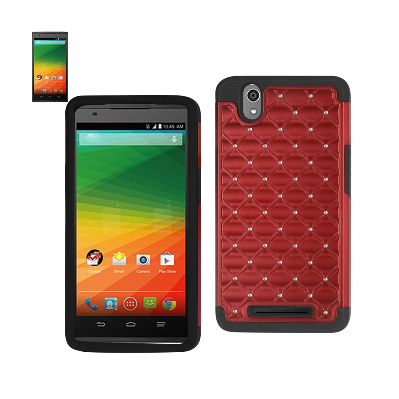 Case Hybrid Heavy Duty Jewelry Diamond ZTE Z Max Black And Red Color
